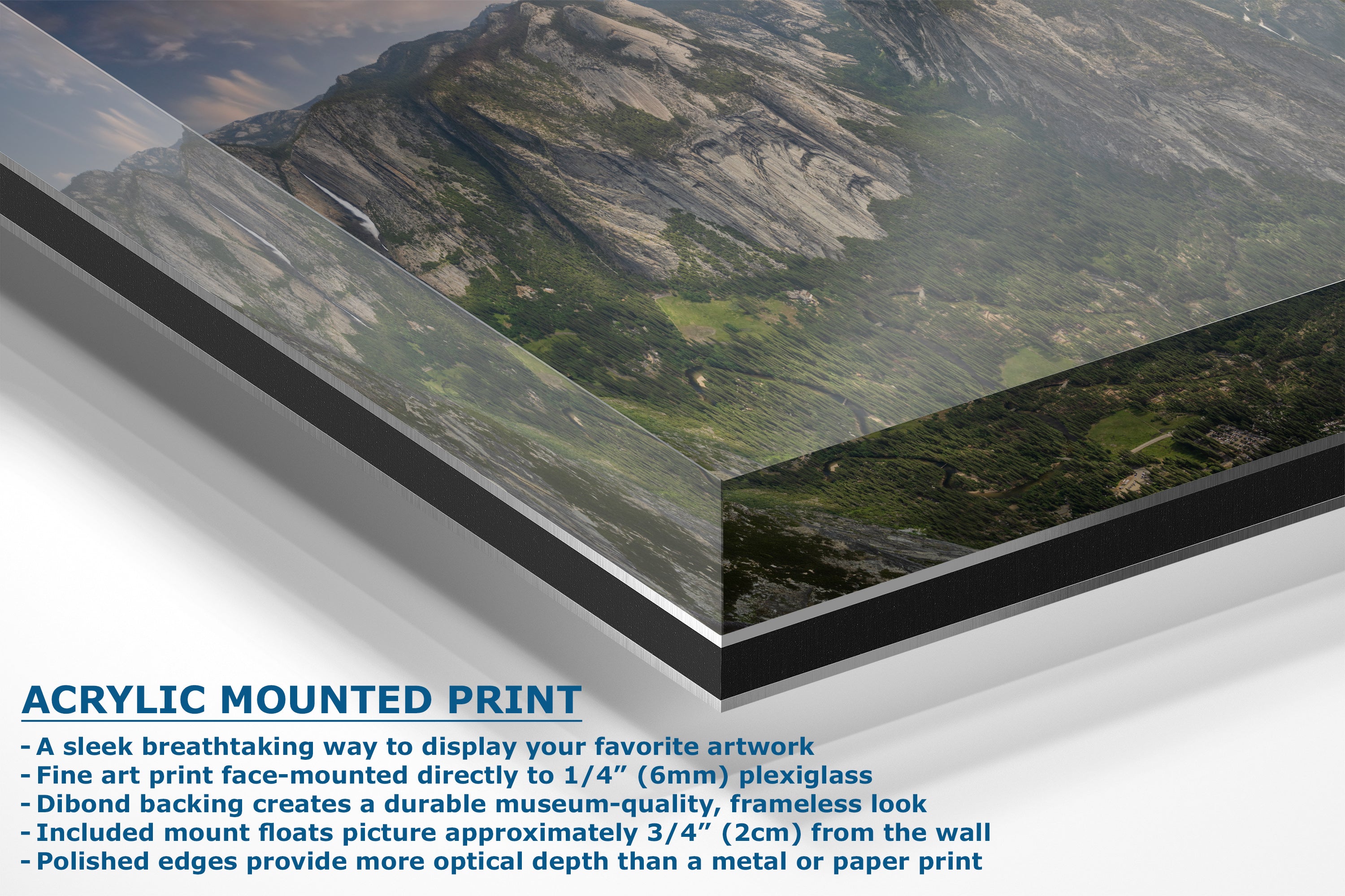 Glacier Point Yosemite National Park Nature Photo Relaxation Artwork, Sierra Nevada Scenic Picture for Meditation, Office, and House Decor