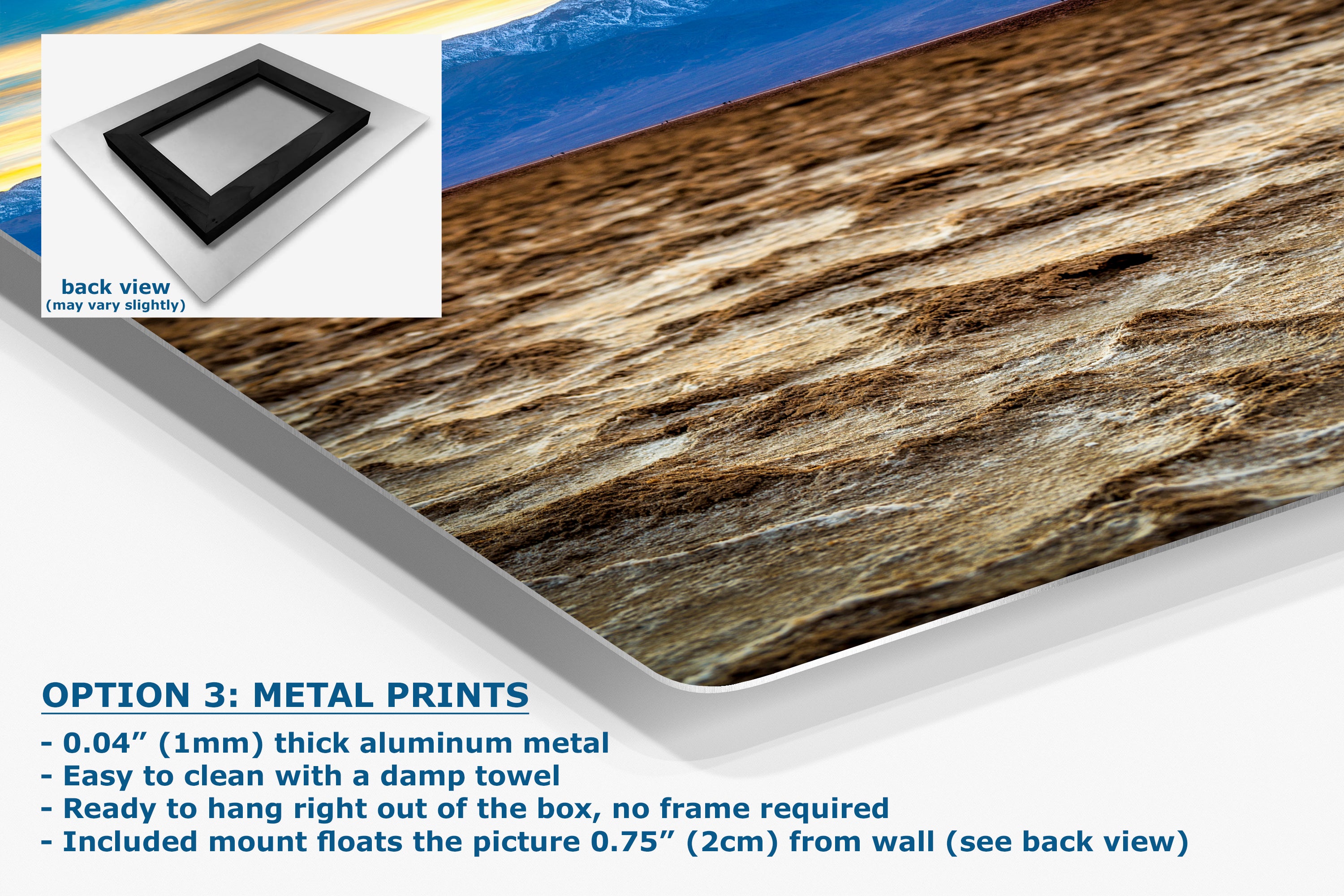 Death Valley National Park California Desert Picture Nature Photo, Badwater Basin Salt Flats and Telescope Peak Sunset Photo for House Decor