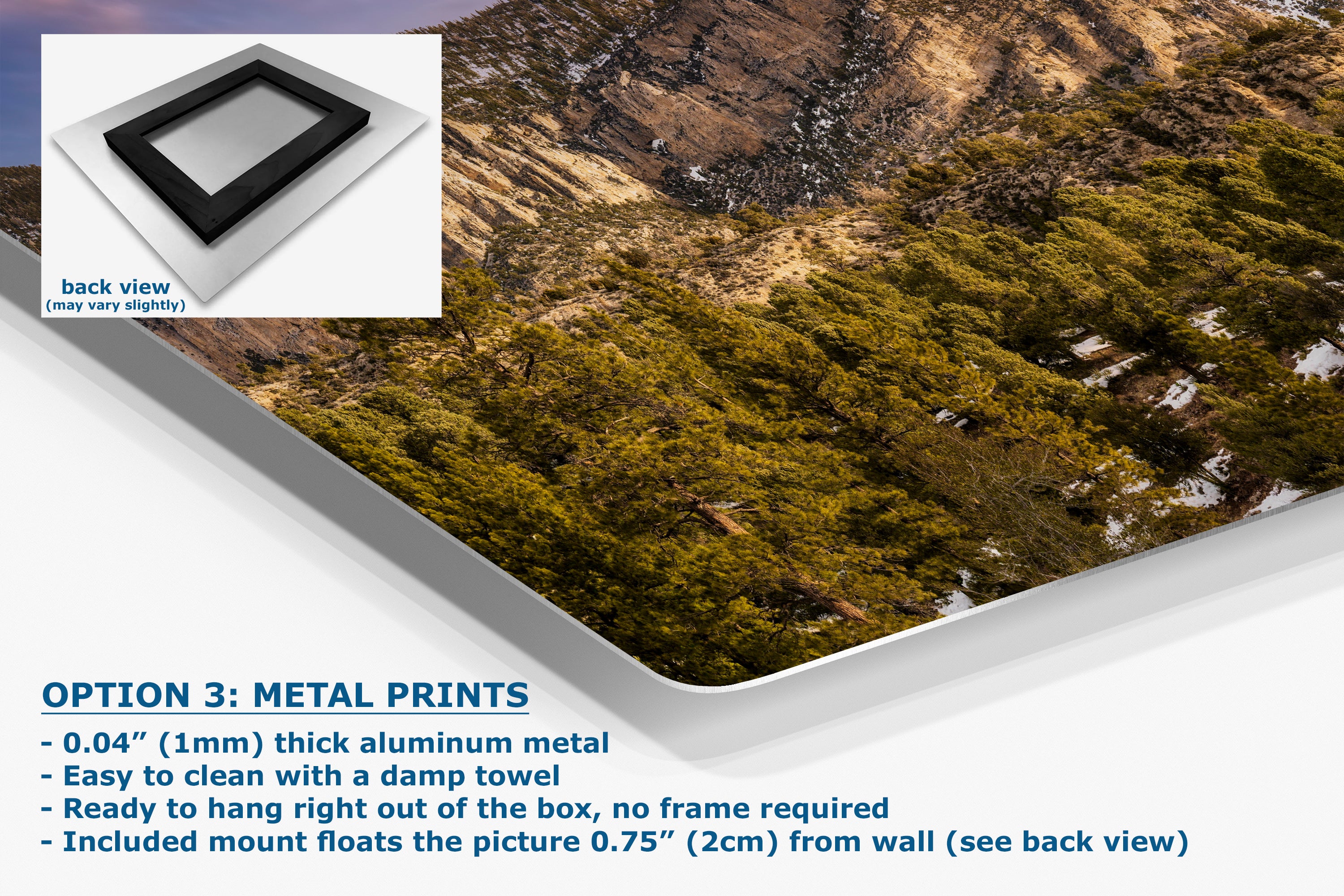 Mt Charleston Nevada Mountain Picture, Snowy Scenery Nature Photo Relaxation Artwork | Winter Landscape for Office, Dorm, Bohemian Decor