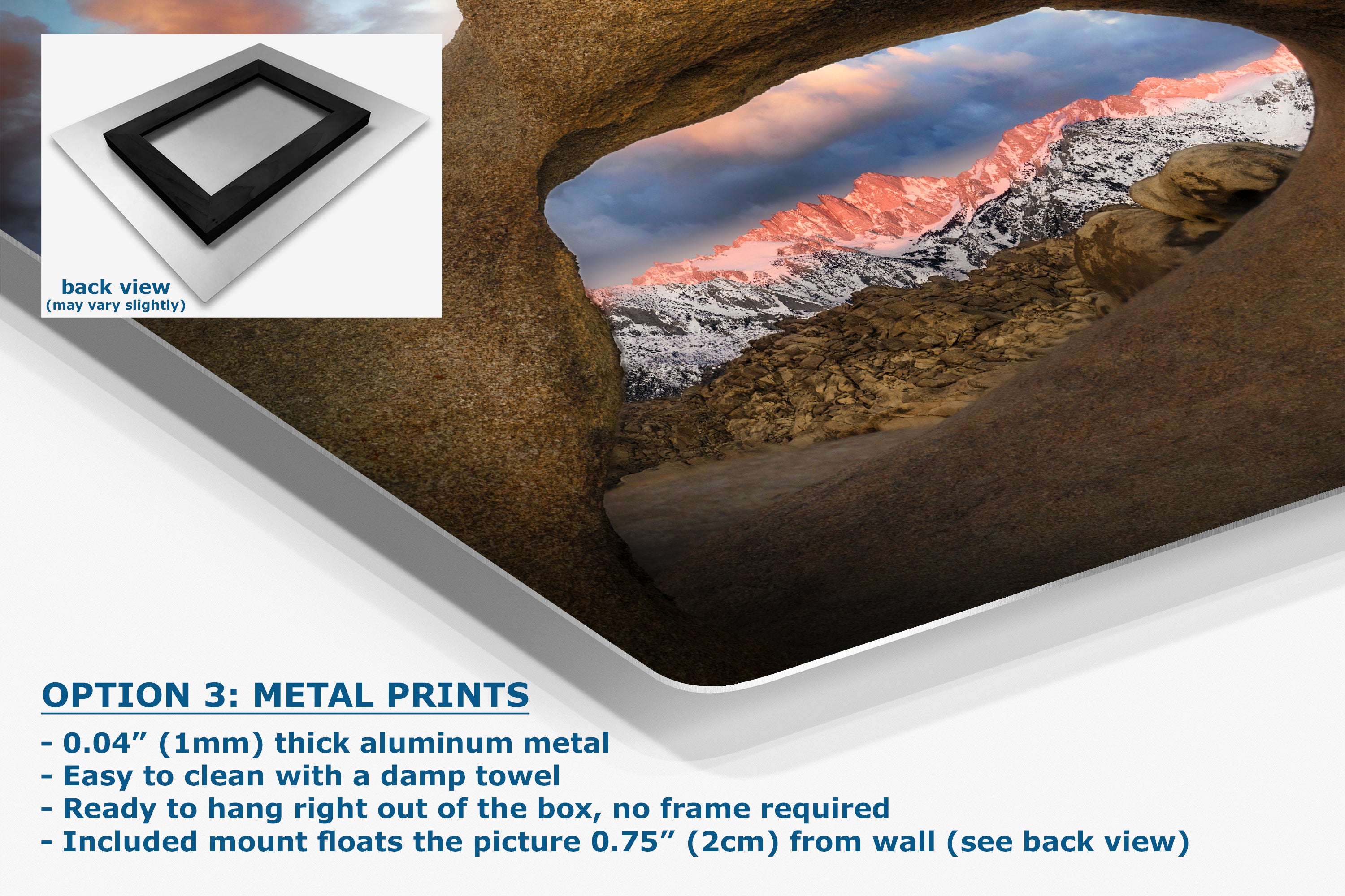 Mount Whitey & Mobius Arch Mountain Picture, Nature Photo from Alabama Hills for Relaxation Art for Meditation, Office, and House Decor