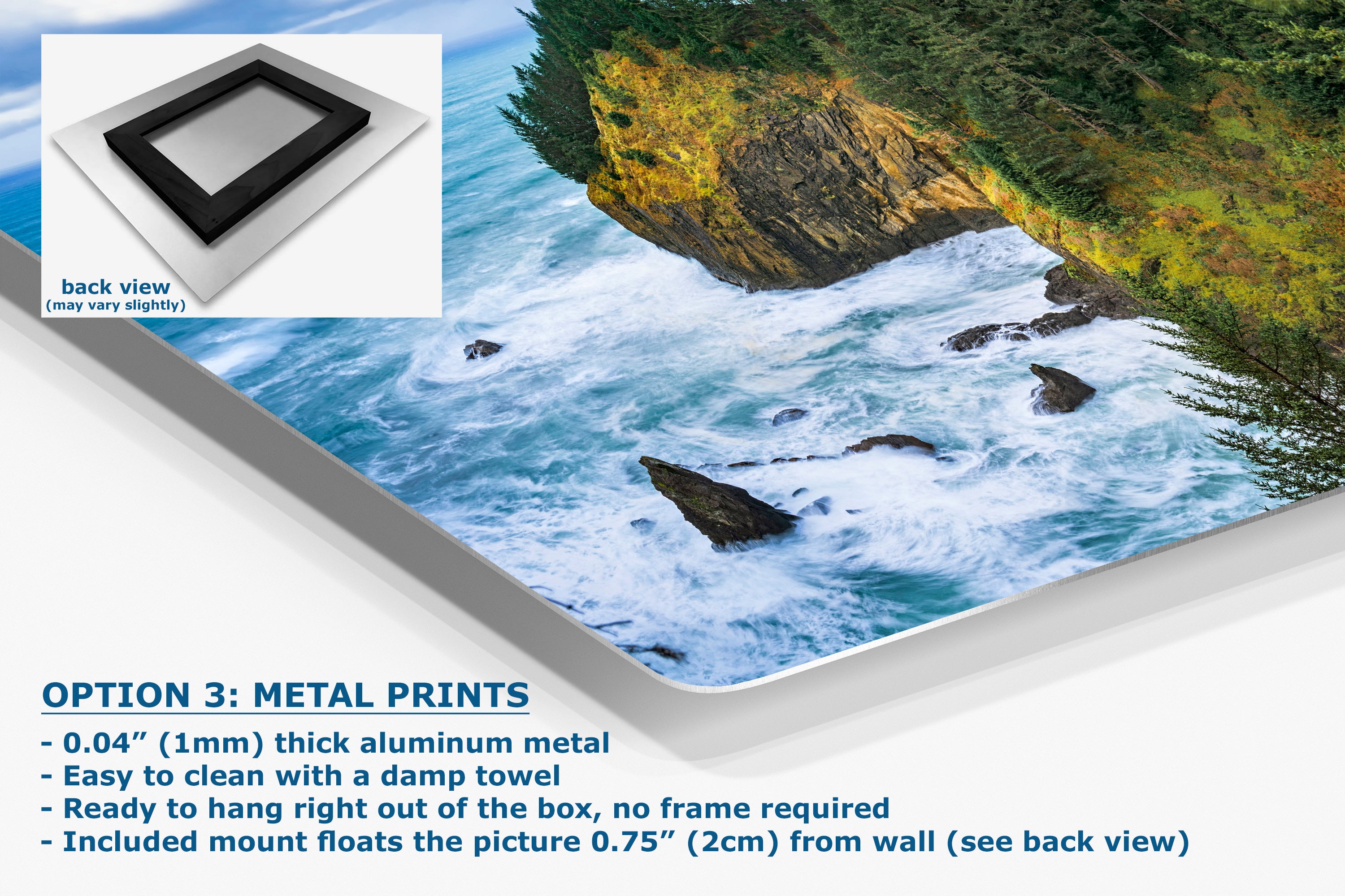 Oregon Coast Ocean Picture, Pacific Northwest Coastline Nature Photo Relaxation Artwork for Meditation, Apartment, Office & House Decor