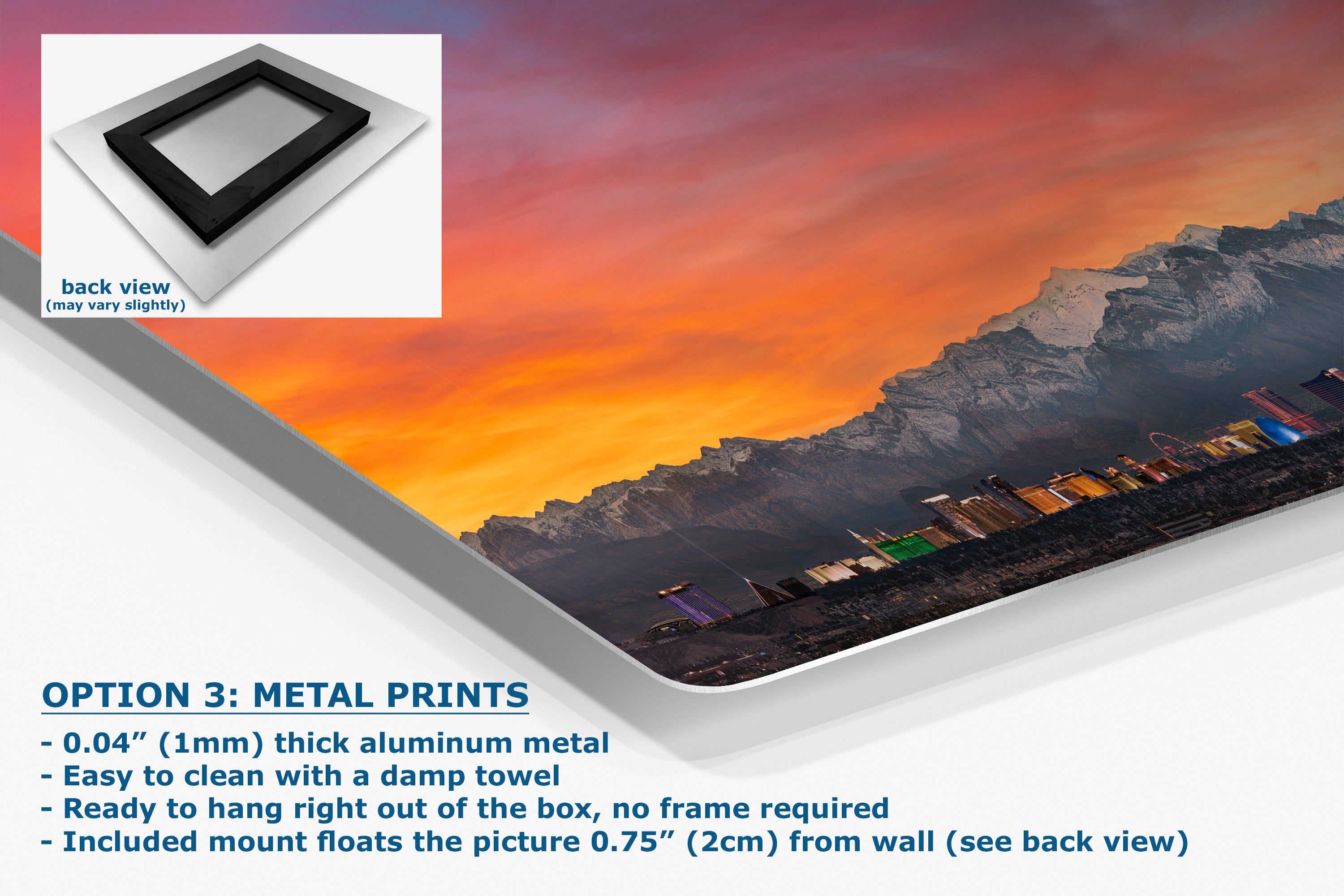 Las Vegas Nevada Panorama Photo Skyline Art Print House Decor, Desert Sunset Wall Art, on Premium Paper, Aluminum Metal, or Canvas