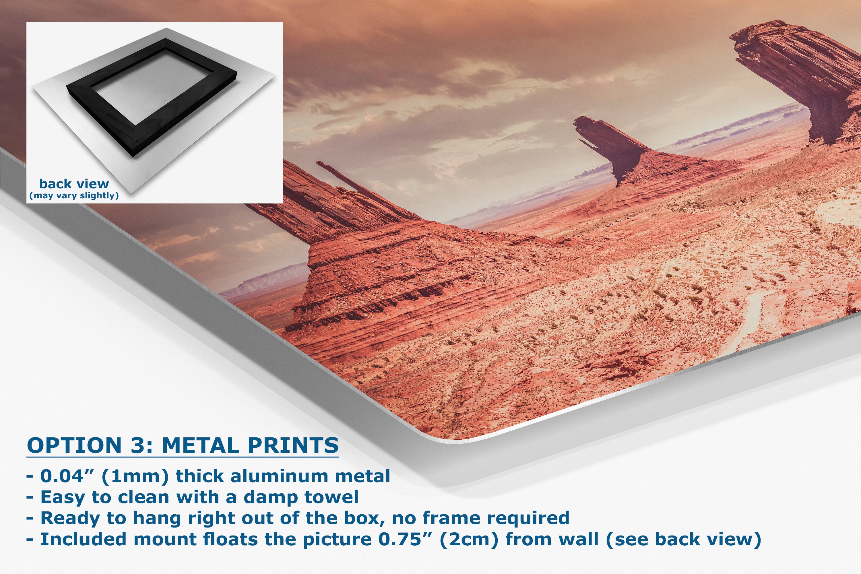 Monument Valley Panorama Arizona Desert Picture Nature Photo, Bohemian Style Relaxation Artwork for Meditation, Apartment, Office & House Decor