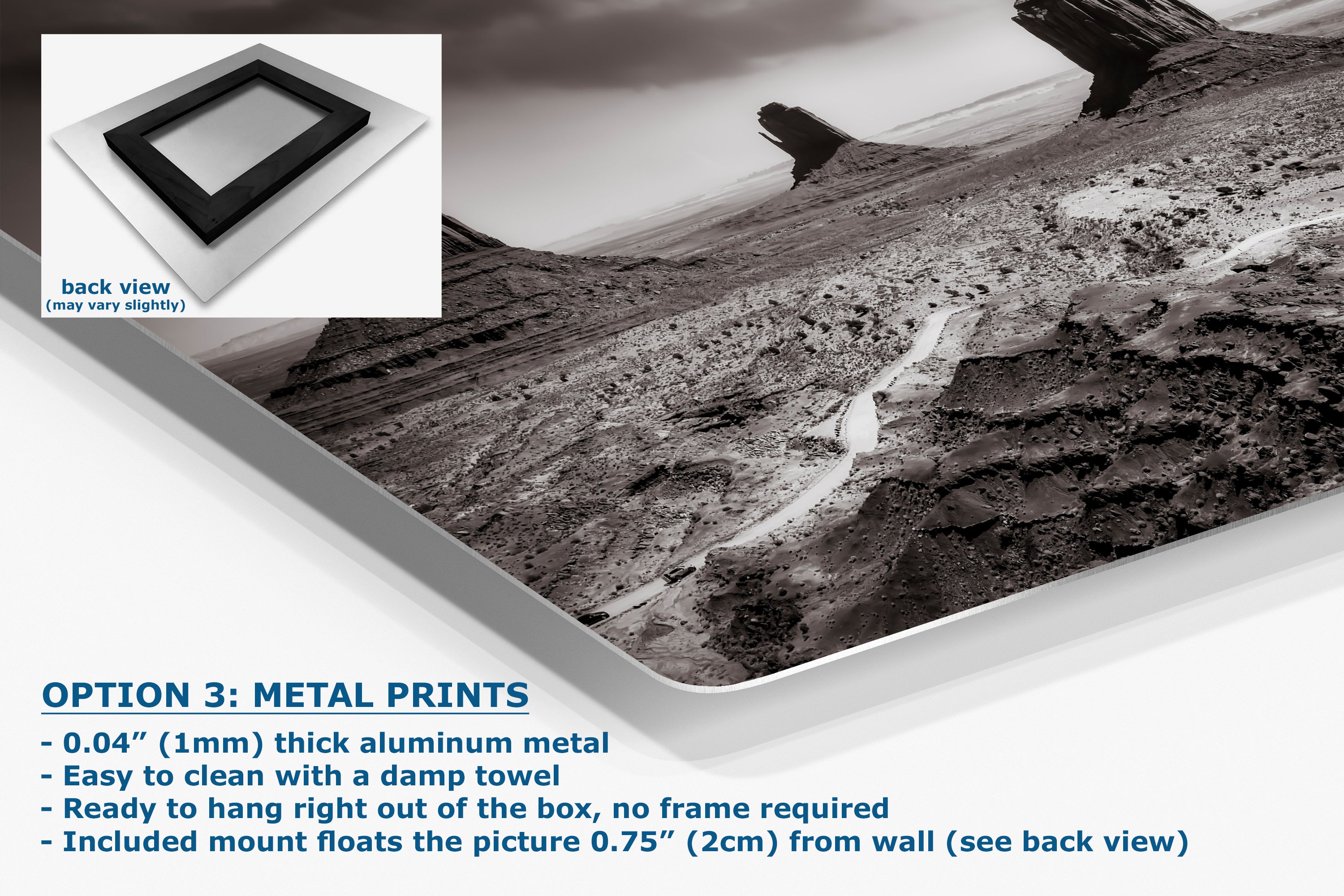 Monument Valley Arizona Desert Picture, Black and White Nature Photo, Bohemian Style Relaxation Artwork for Meditation, Apartment, Office & House Decor