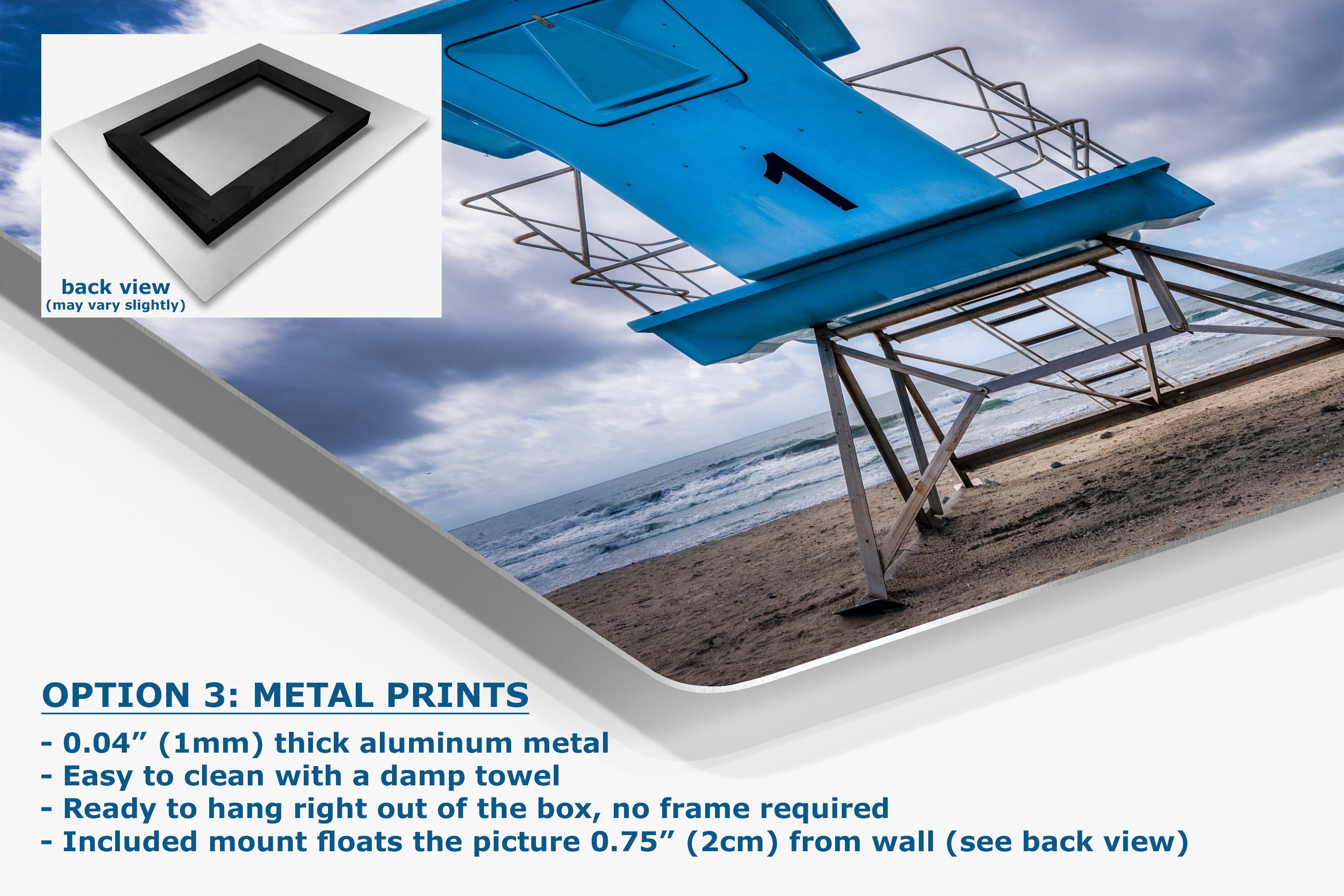 Southern California Coastline Lifeguard Tower Ocean Picture, Oceanside Pier Relaxation Artwork for Meditation, Office, Dorm, and House Decor