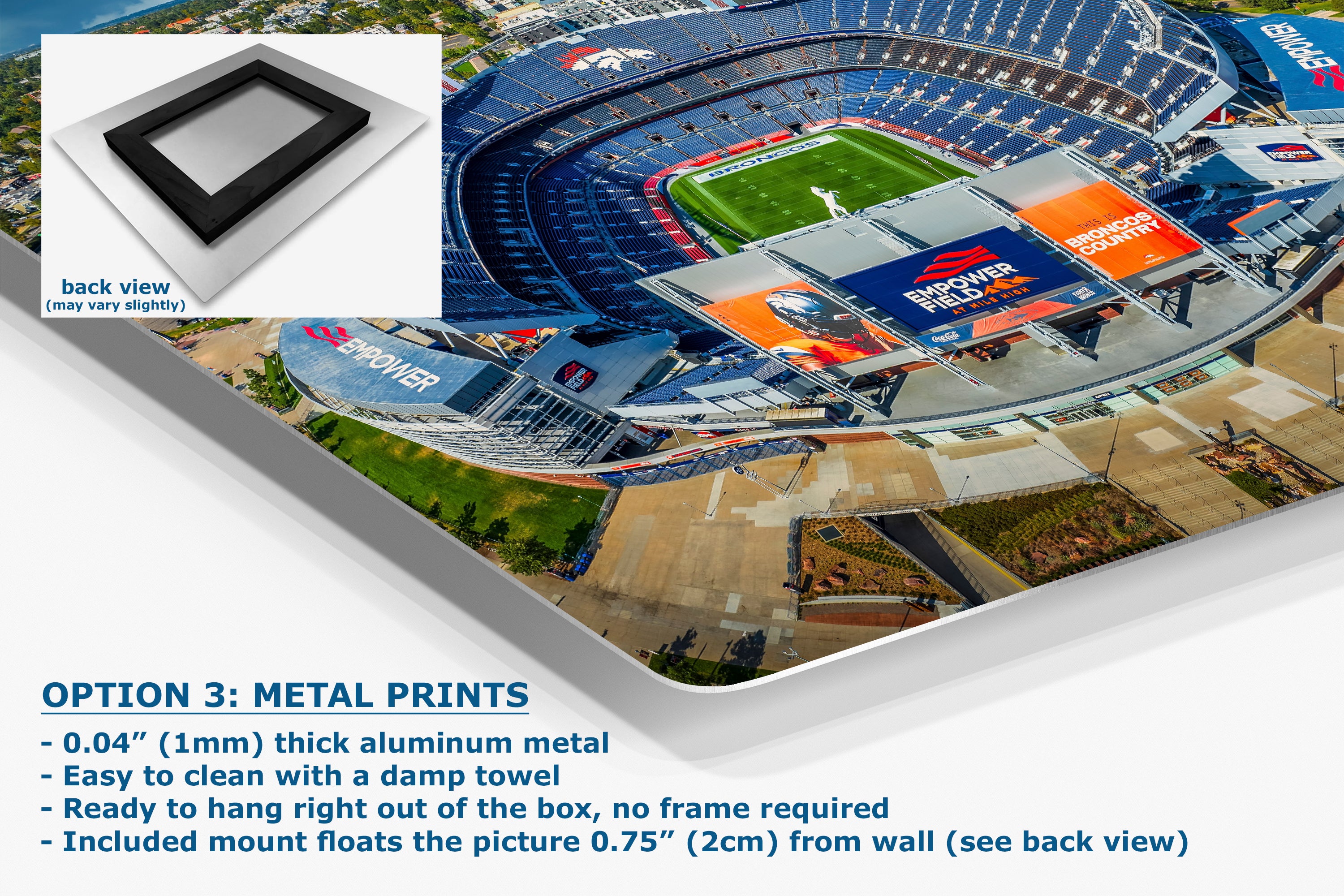 Denver Broncos Football Stadium, Mile High Stadium Denver Colorado Skyline Print, Sports Decor, Man Cave Art