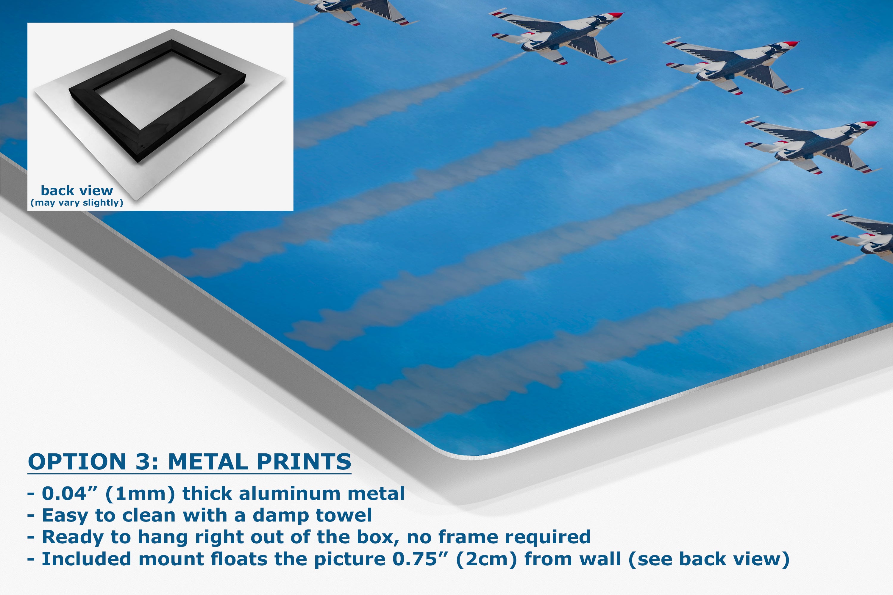 US Airforce Thunderbirds F-16 Fighting Falcon Aviation Artwork, Military Jet Fighter Wall Decor for Home & Office, Airplane PhotoPrint