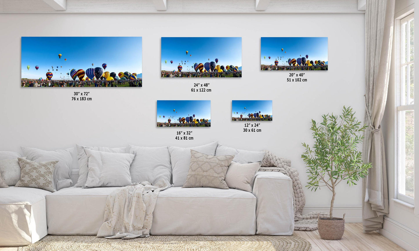 Hot Air Balloon Festival Mass Ascension Panorama Photo | Albuquerque New Mexico Balloon Fiesta Wall Art | Office, Cubicle & House Decor