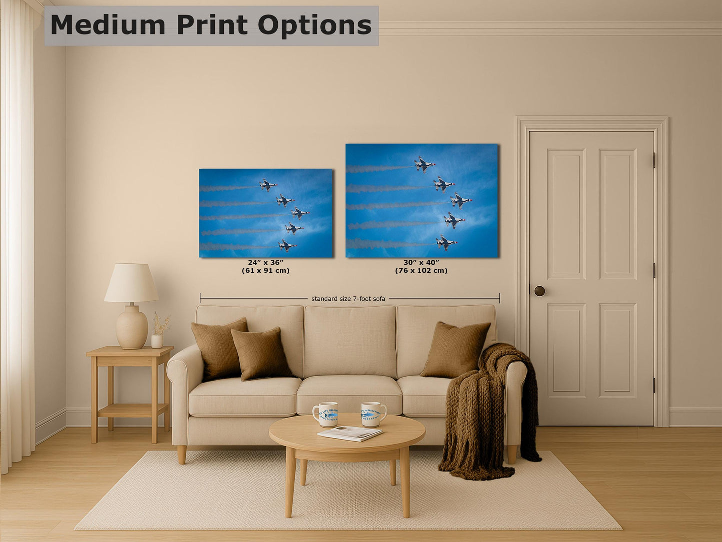 US Airforce Thunderbirds F-16 Fighting Falcon Aviation Artwork – Military Jet Fighter Wall Decor for Home & Office, Airplane PhotoPrint
