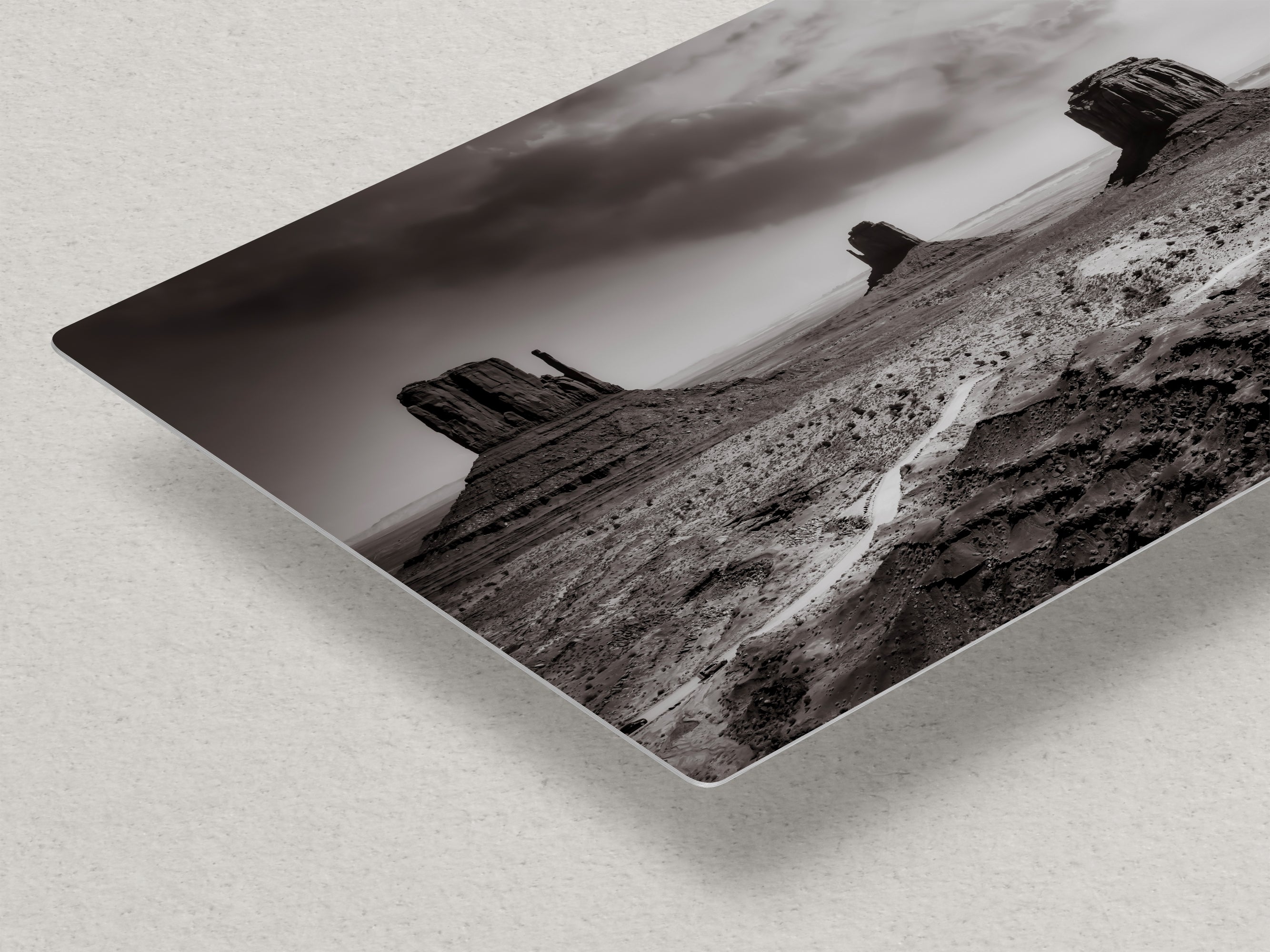 Monument Valley Arizona Desert Picture, Black and White Nature Photo, Bohemian Style Relaxation Artwork for Meditation, Apartment, Office & House Decor