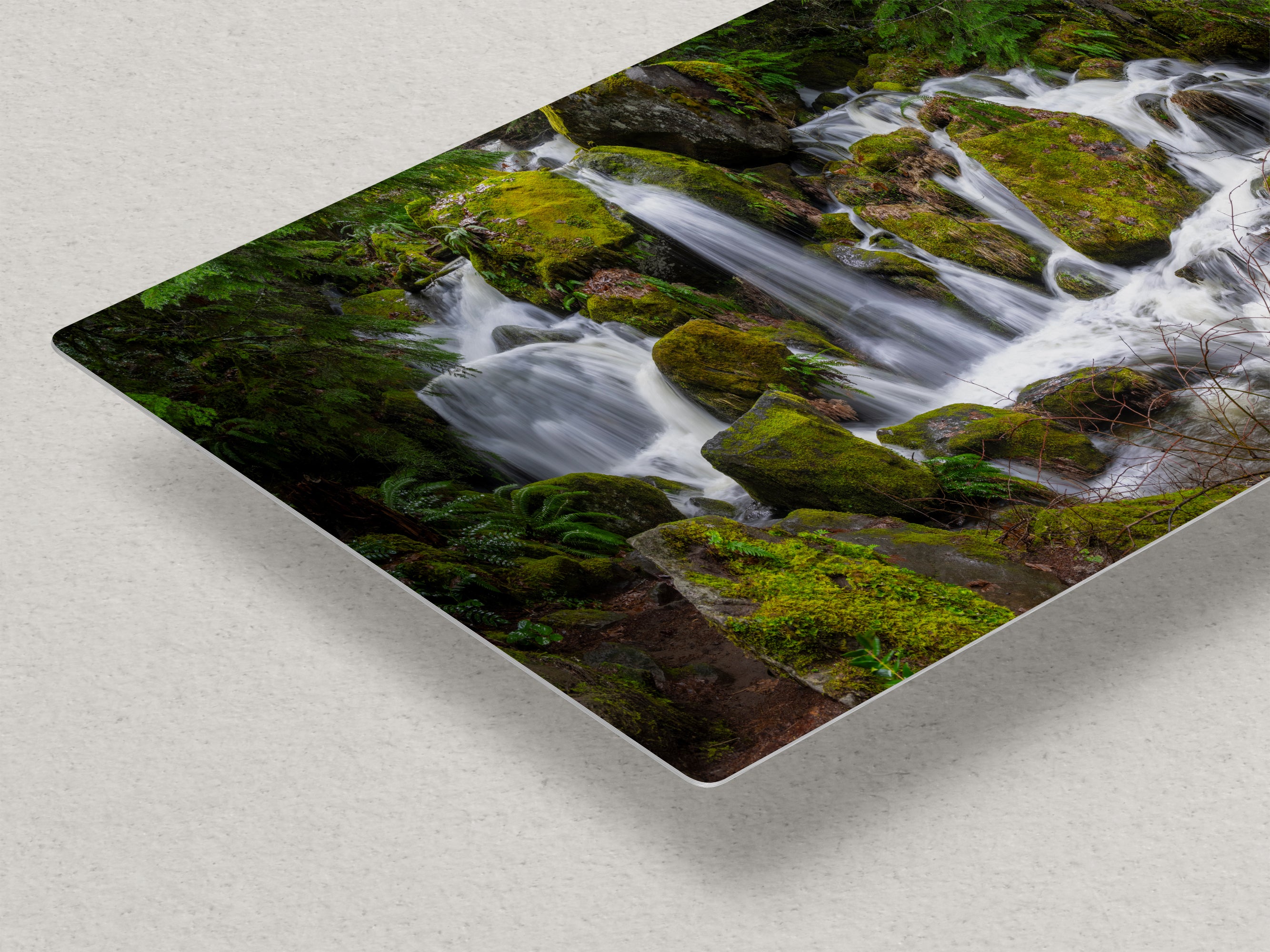 Oregon Pacific Northwest Waterfall Picture Nature Photo Relaxation Artwork in Bohemian Style for Meditation, Office, Apartment, House Decor