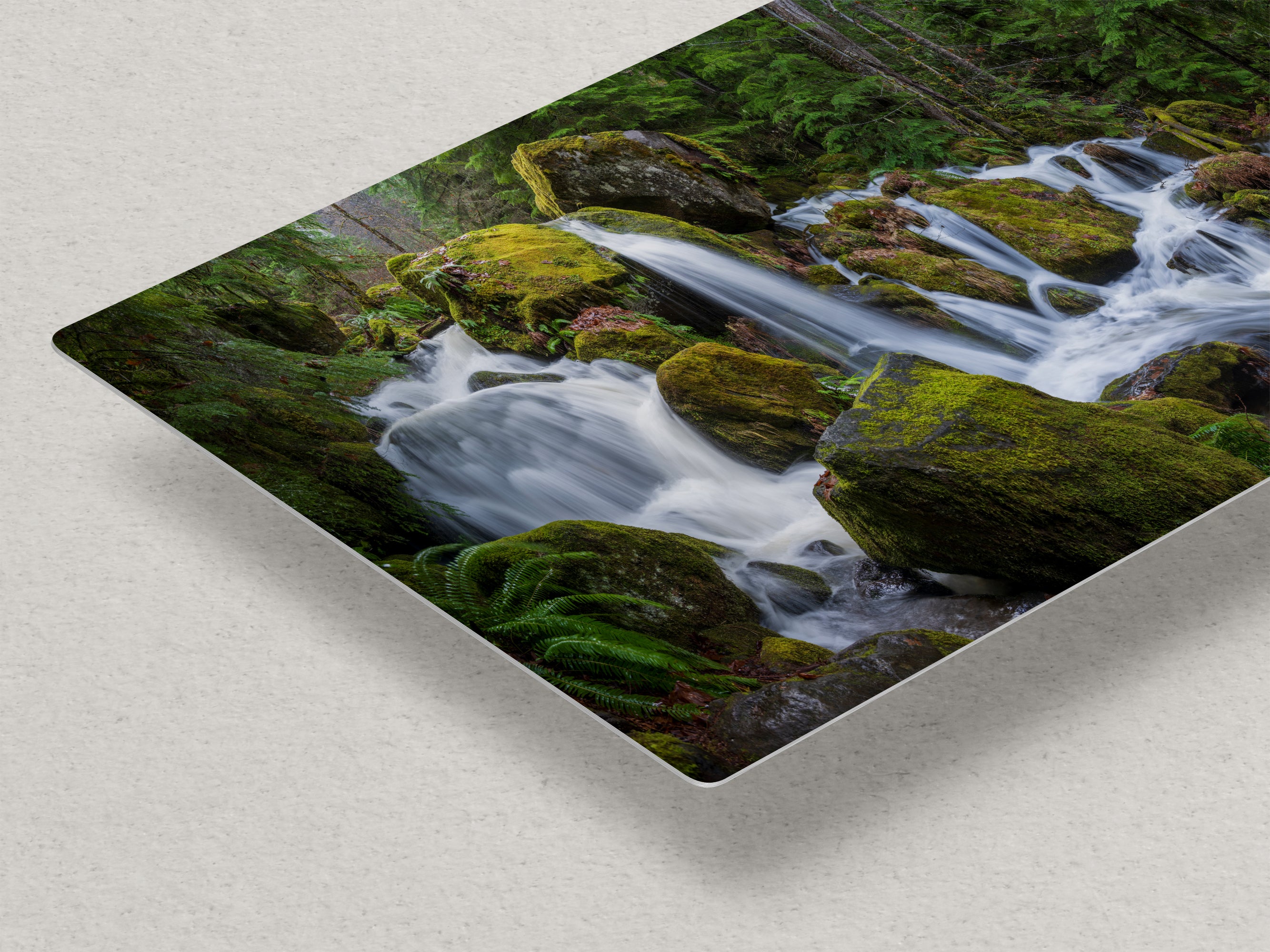 Oregon Waterfall Picture, Pacific Northwest Nature Photo Relaxation Artwork in Bohemian Style for Meditation, Office, Apartment, House Decor