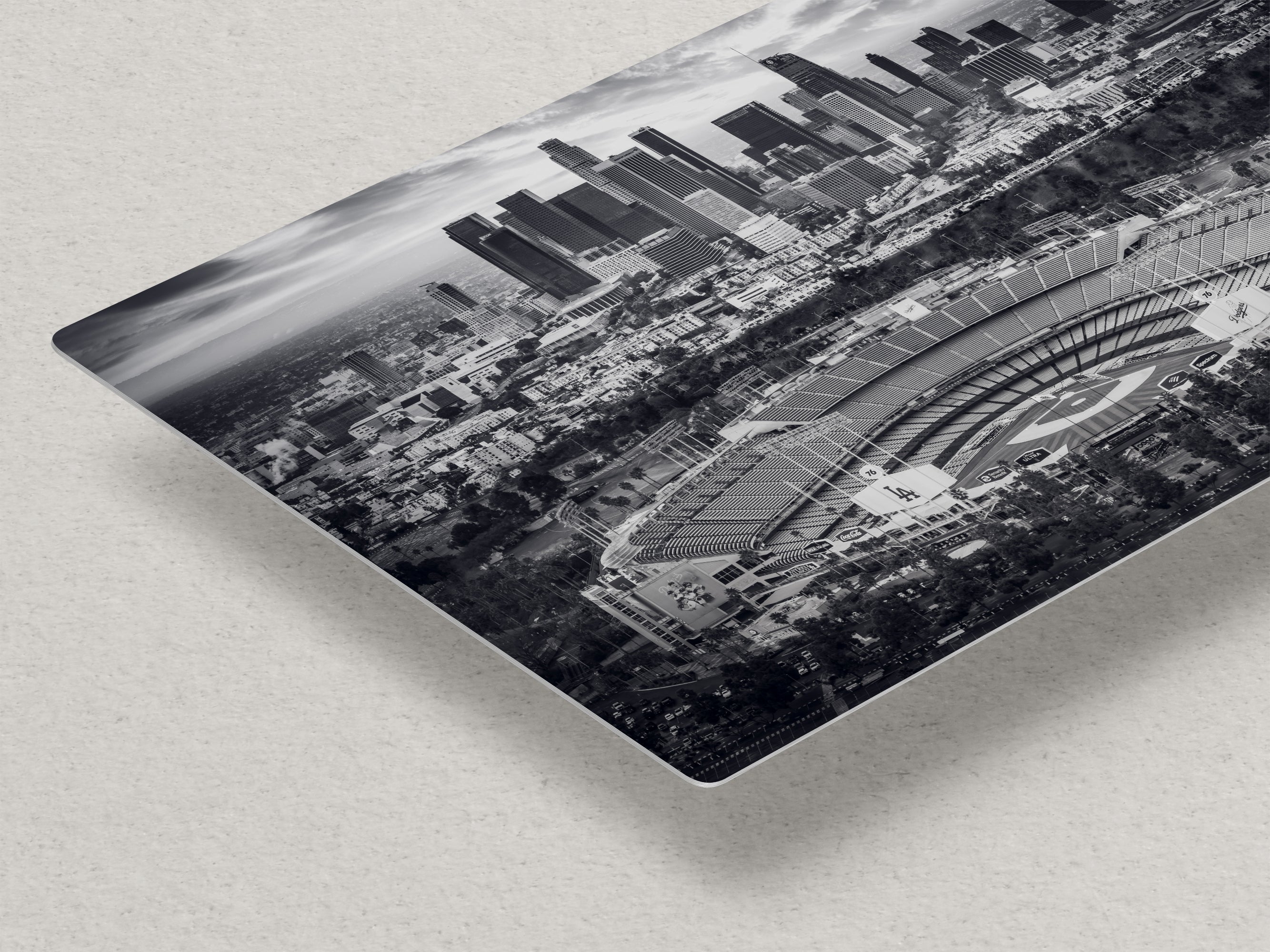 Dodgers Stadium Photo, Los Angeles Skyline Black and White Wall Art