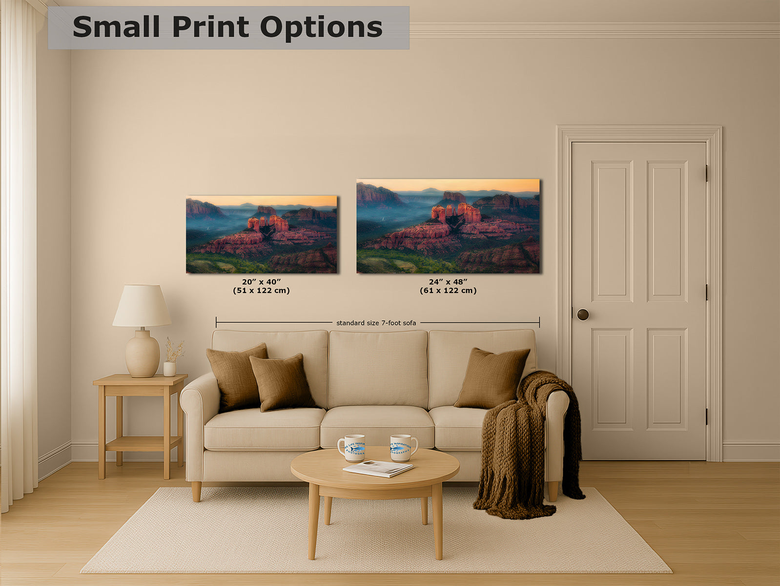 Cathedral Rock Aerial Sunrise, Sedona Arizona Desert Picture Nature Photo Relaxation Artwork for Meditation, Office, and House Decor