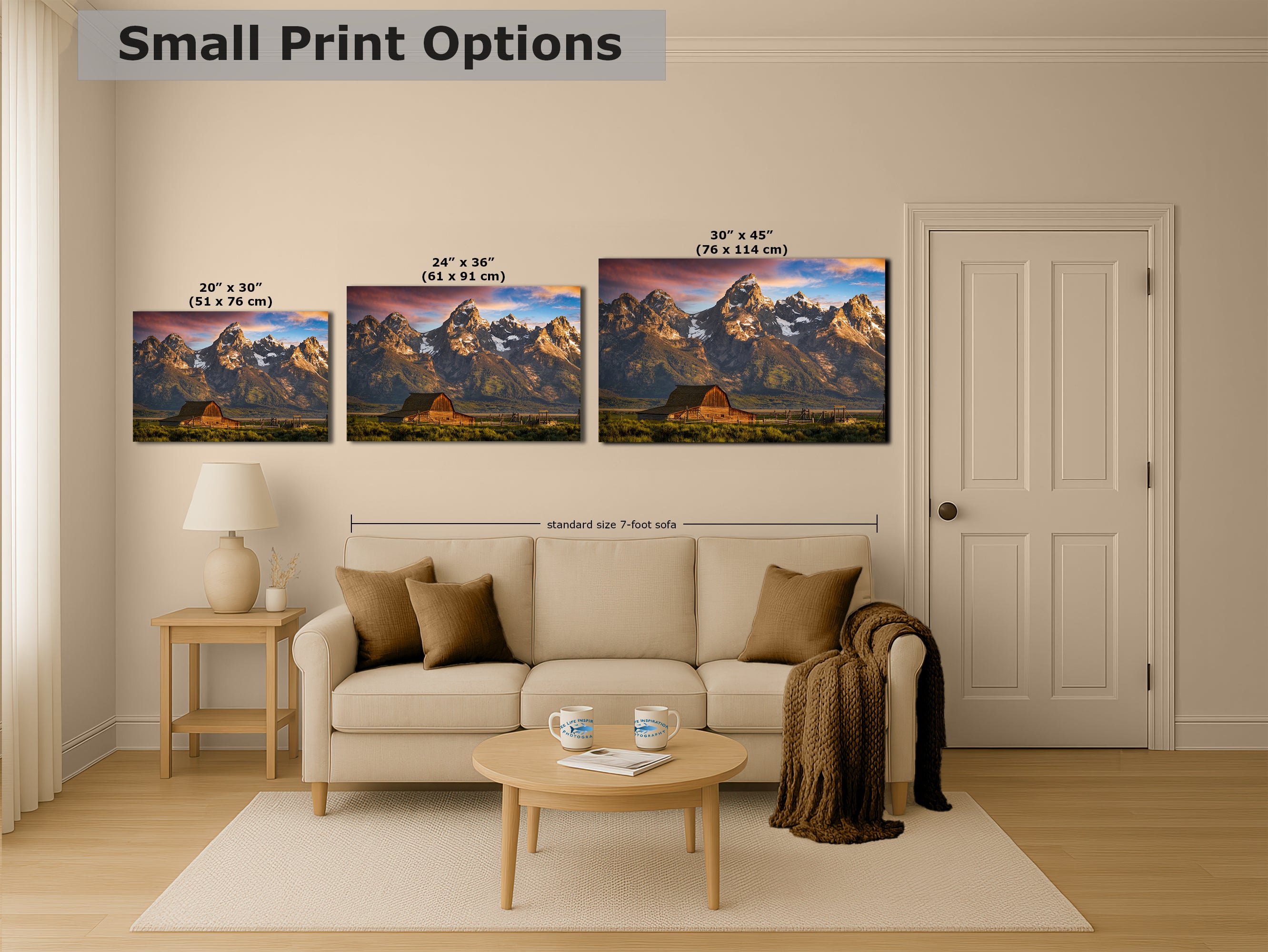 Mormon Row Grand Teton National Park Nature Photo, Moulton Barn Mountain Picture Relaxation Artwork for Meditation, Office, House Decor