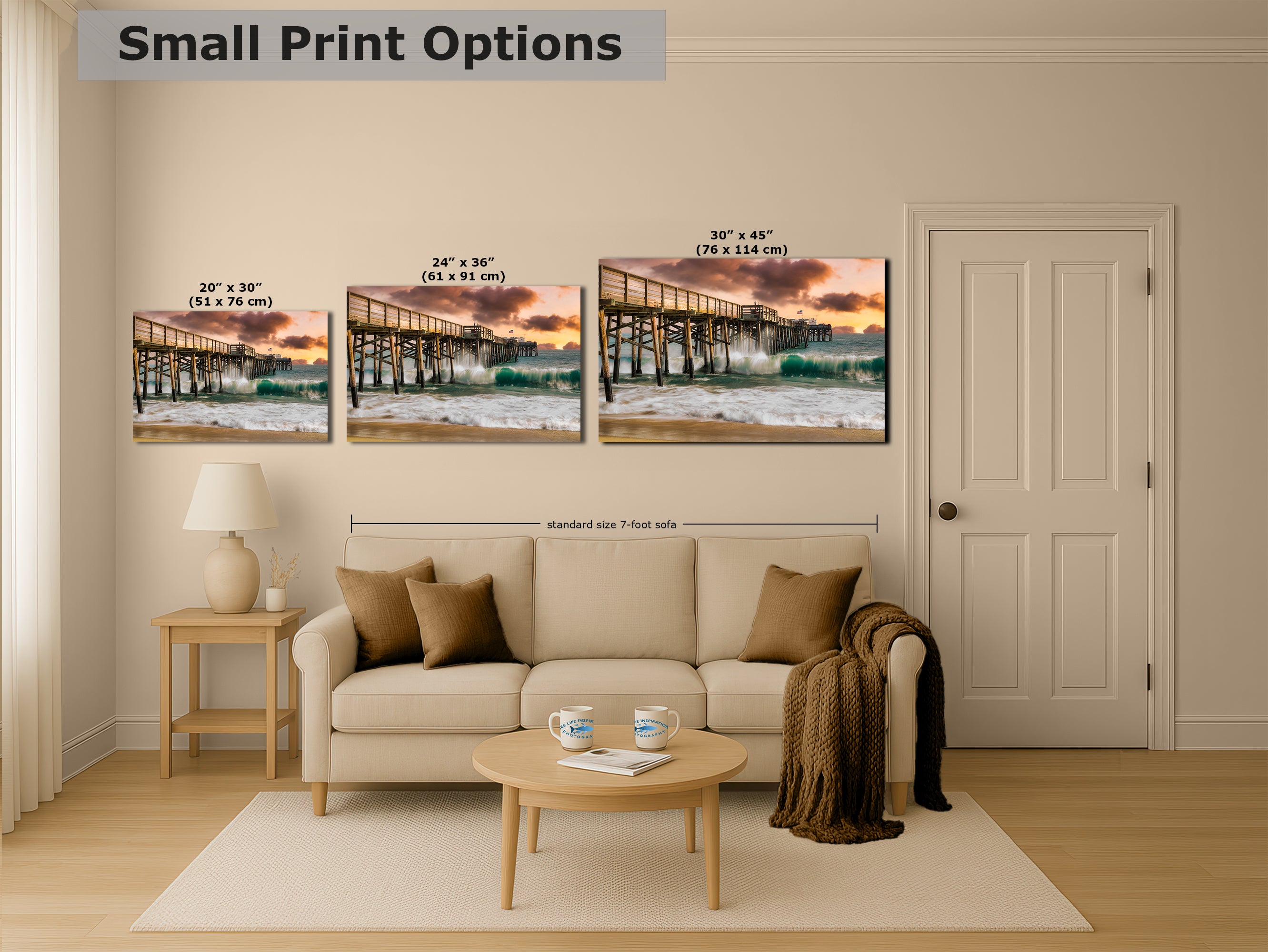 Limited Edition Fine Art Photography Ocean Picture, California Coastline Rolling Waves Under Pier