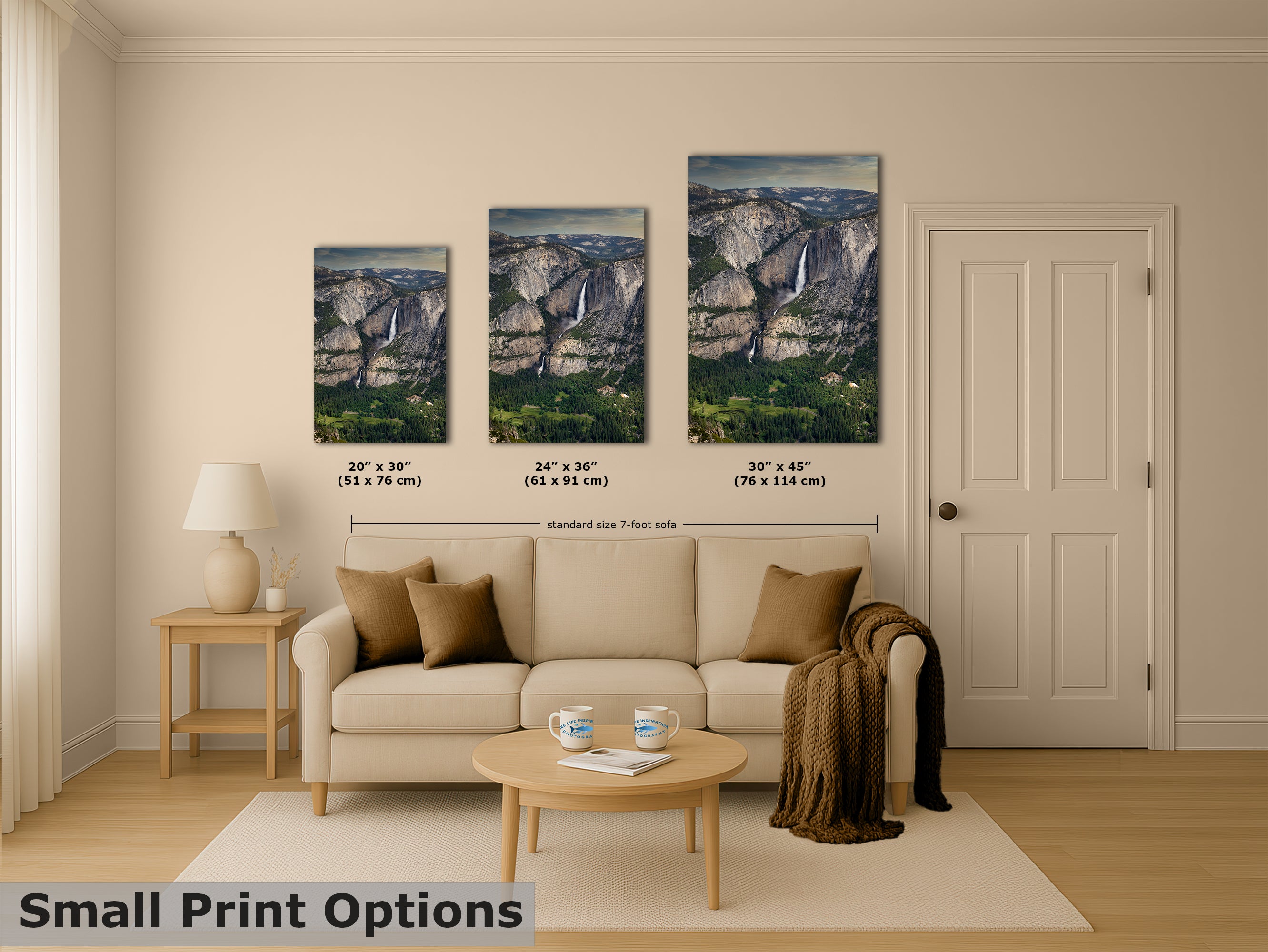 Yosemite Falls Glacier Point National Park Nature Photo Relaxation Artwork for Meditation, Office, Dorm, Apartment, and House Decor