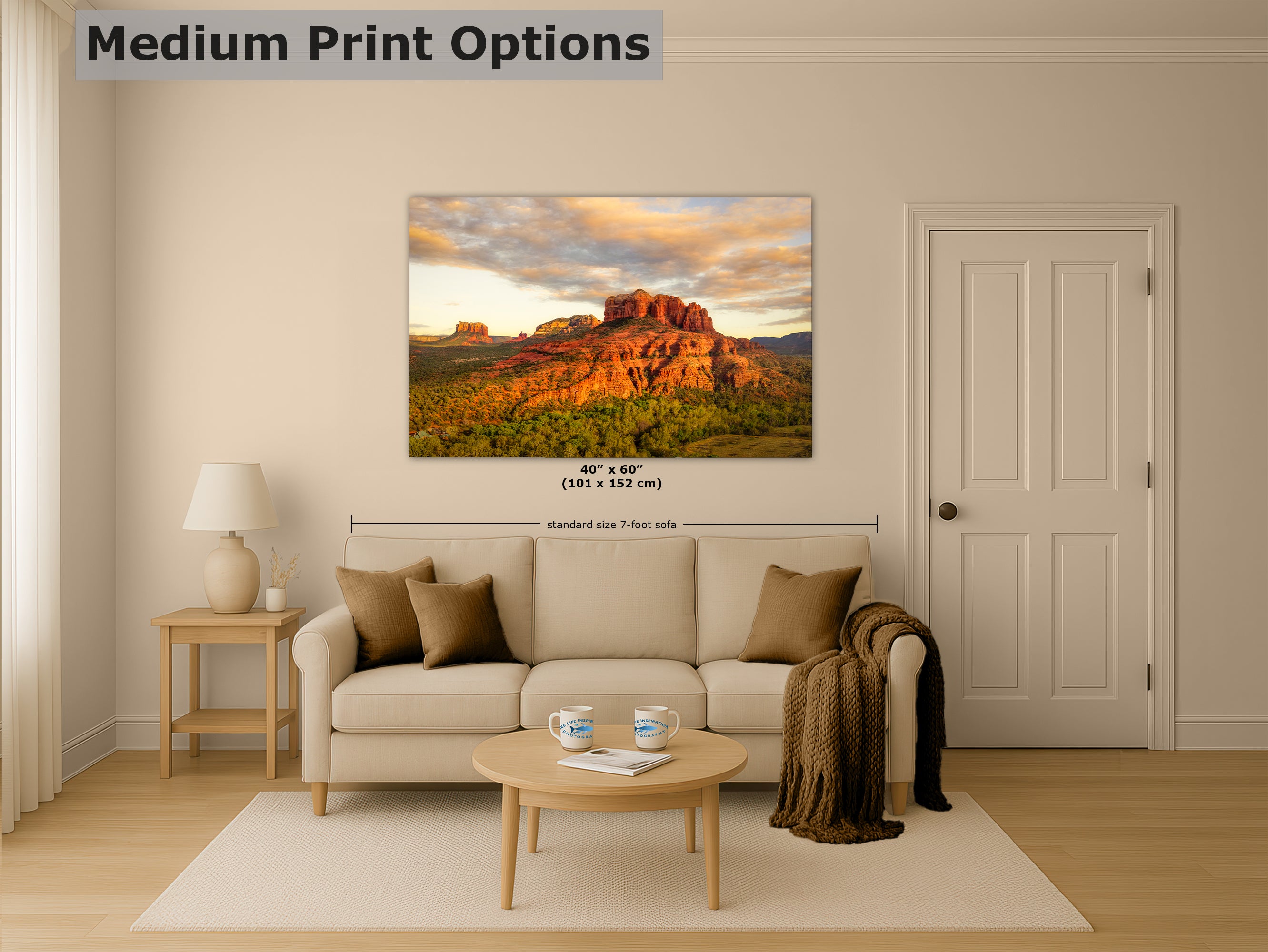 Sedona Arizona Desert Picture Nature Photo of Cathedral Rock, Bohemian Relaxation Artwork for Meditation