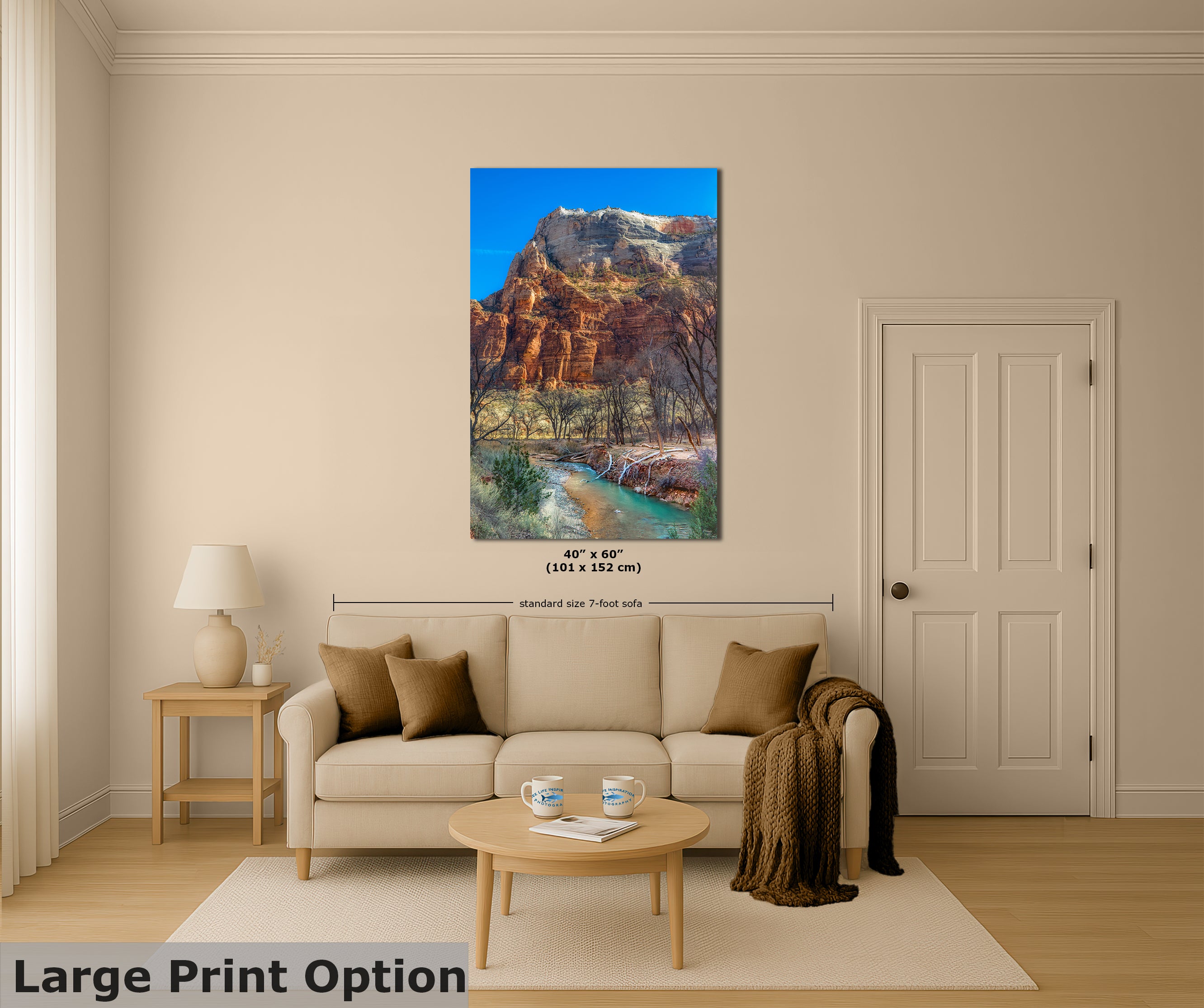 Zion National Park Southern Utah Desert Picture, Southwestern Wall Art, Relaxation Artwork Nature Photo for House Decor