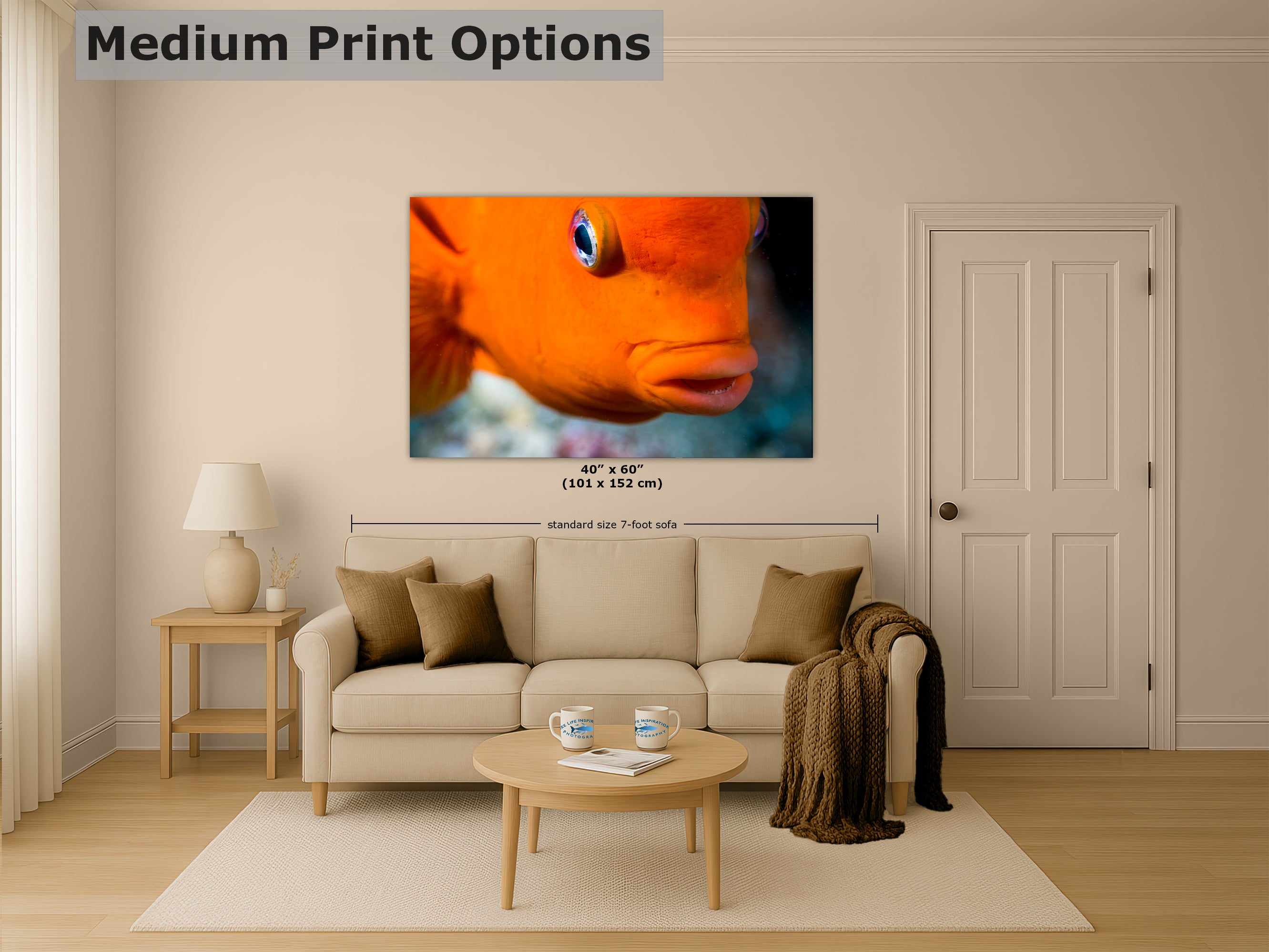 Garibaldi Fish Marine Biology Ocean Life, Underwater Scenery Nature Photo, California Marine Inhabitant, Nature Decor, Relaxation Artwork