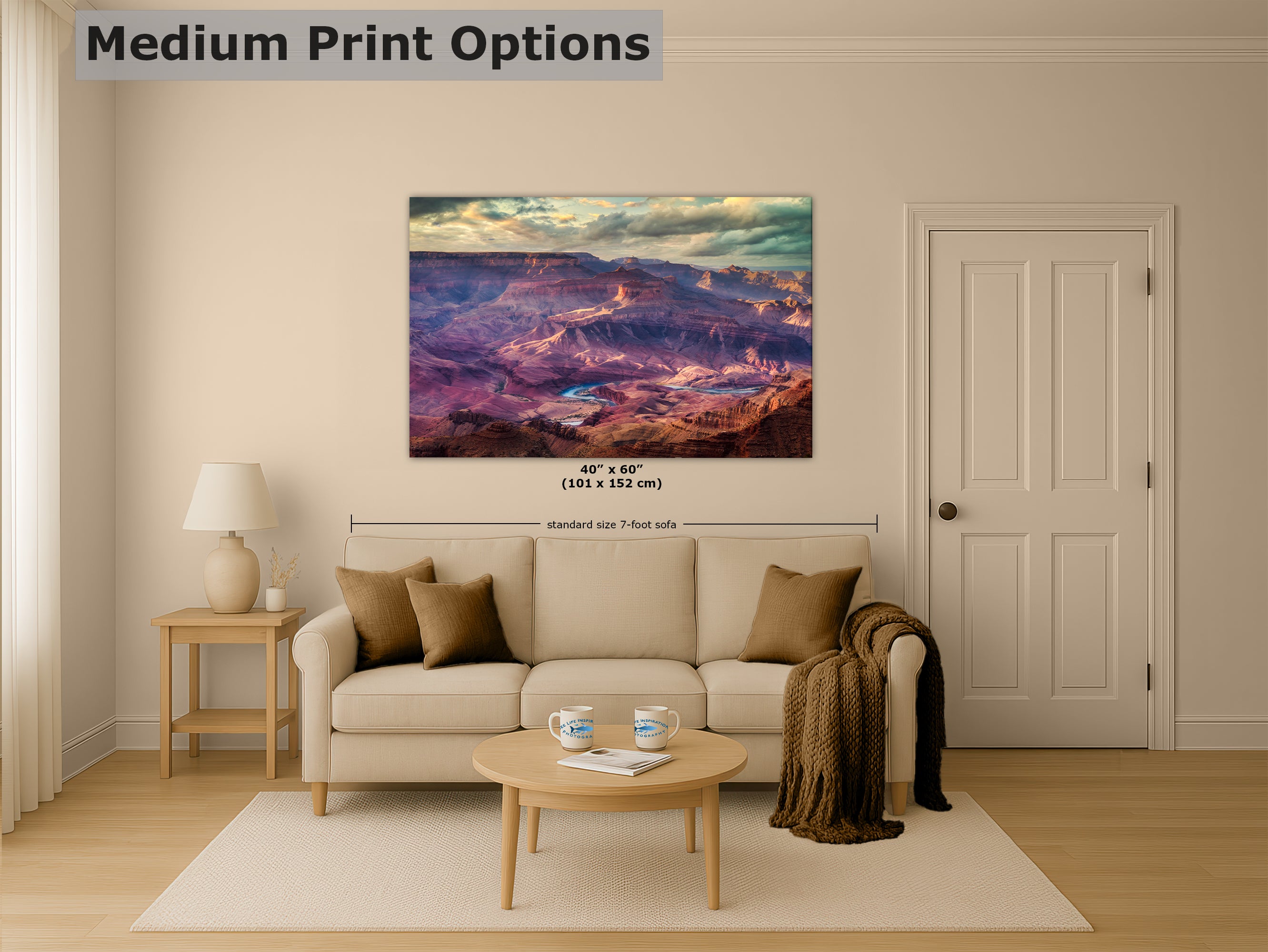 Grand Canyon National Park, Red Rock Arizona Desert Picture Nature Photo, Bohemian Style Relaxation Artwork for Meditation, Apartment, Office & House Decor