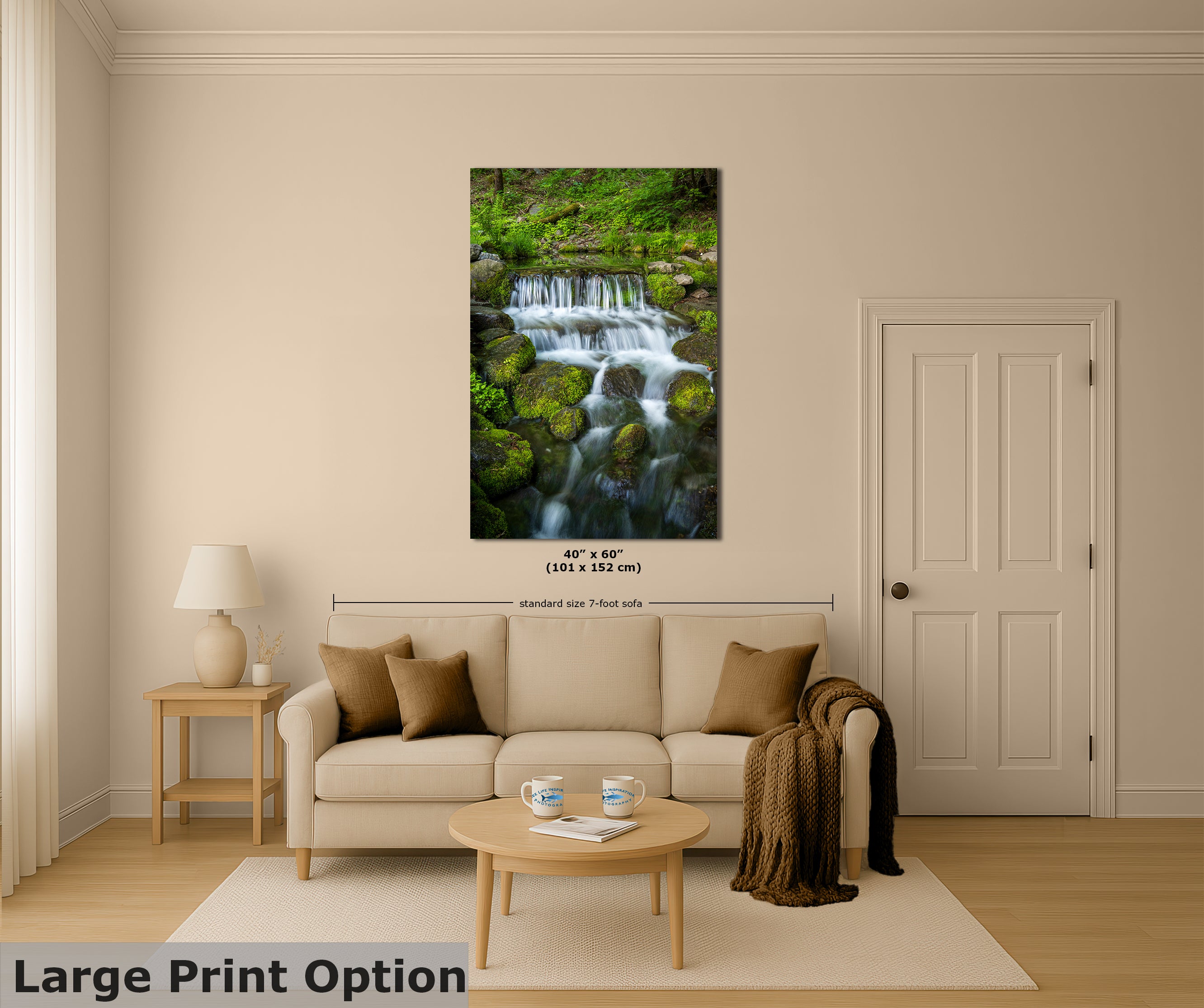 Yosemite National Park Waterfall Picture Nature Photo Relaxation Artwork for Meditation, Office, Apartment, and House Decor