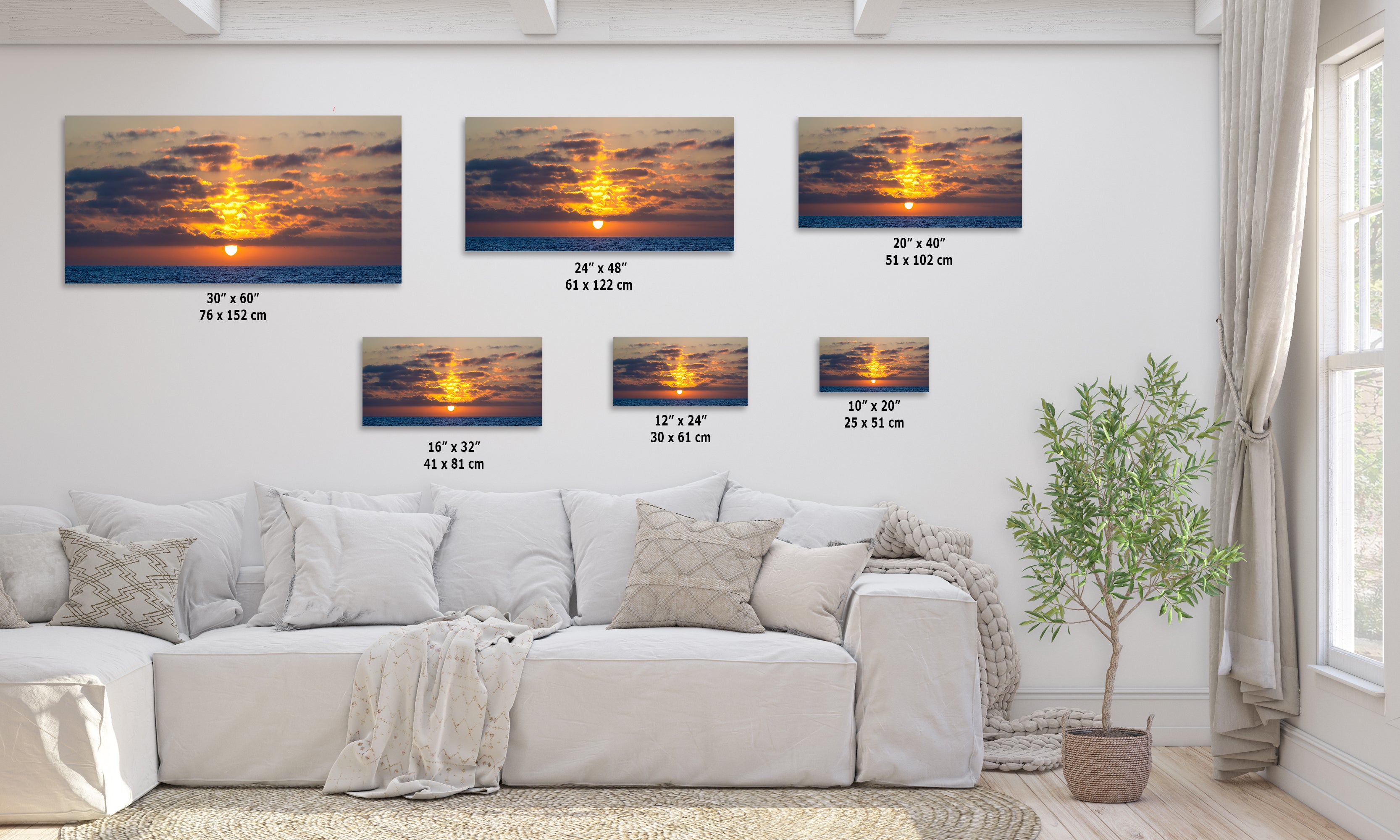 Limited Edition Fine Art Photography, Ocean Picture California Coastline Sunset Through Clouds