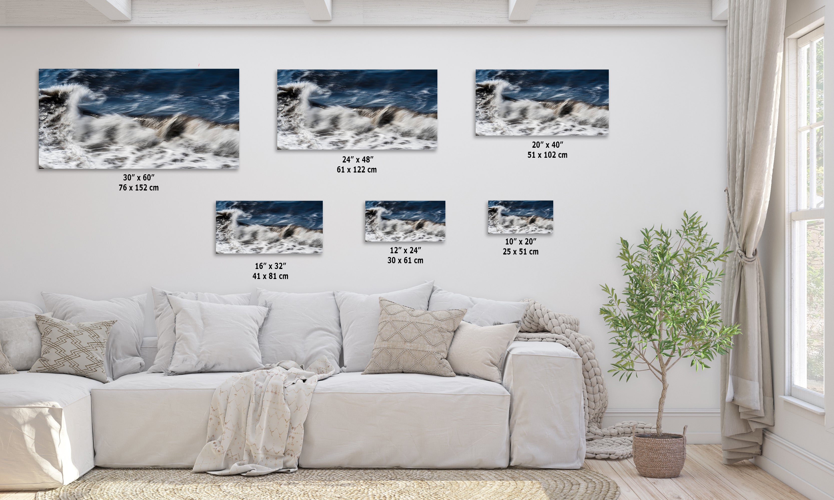 Beach Waves Ocean Picture Impressionist Art Nature Photo