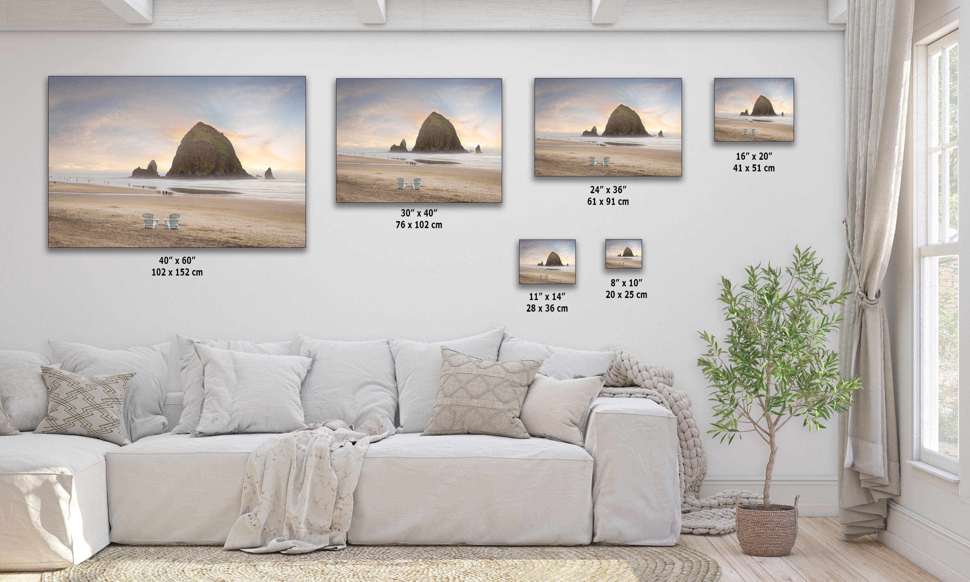 Cannon Beach Oregon Coast Ocean Picture Nature Photo, Haystack Rocks, Coastal Beach House Decor for Ocean Lovers