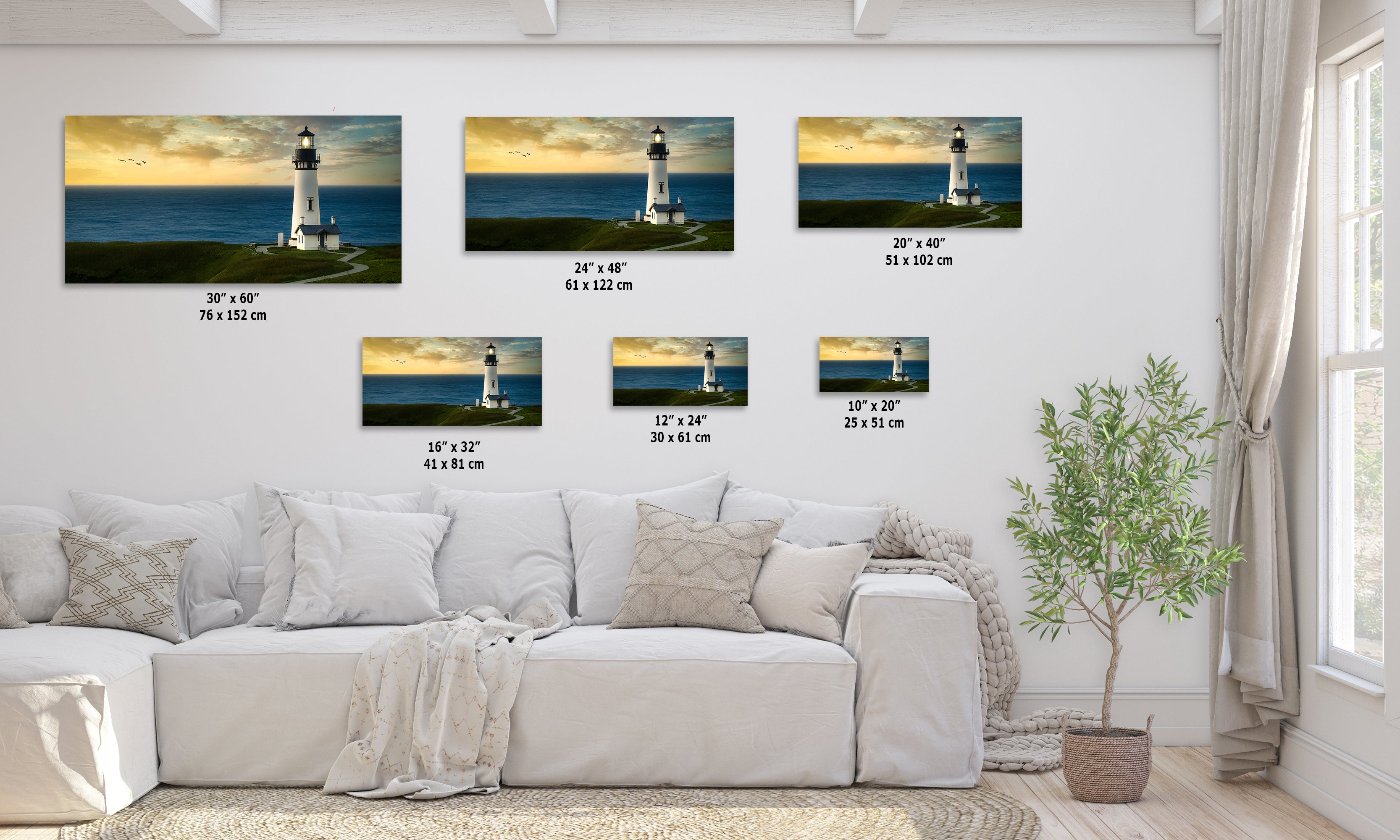 Yaquina Head Lighthouse Picture, Oregon Coast Ocean Picture, Pacific Northwest Beach Photo Wall Art for Office and Relaxation