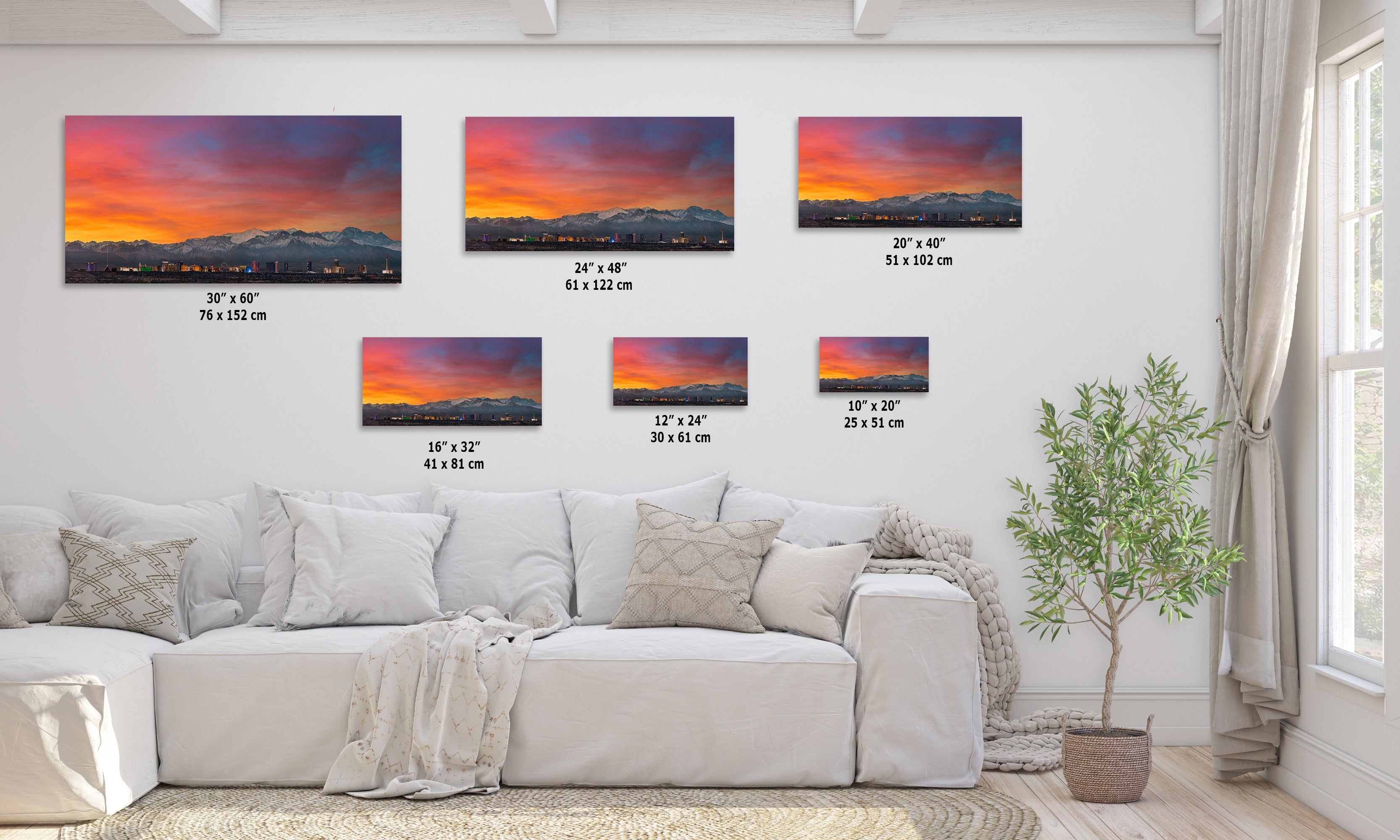 Las Vegas Nevada Panorama Photo Skyline Art Print House Decor, Desert Sunset Wall Art, on Premium Paper, Aluminum Metal, or Canvas