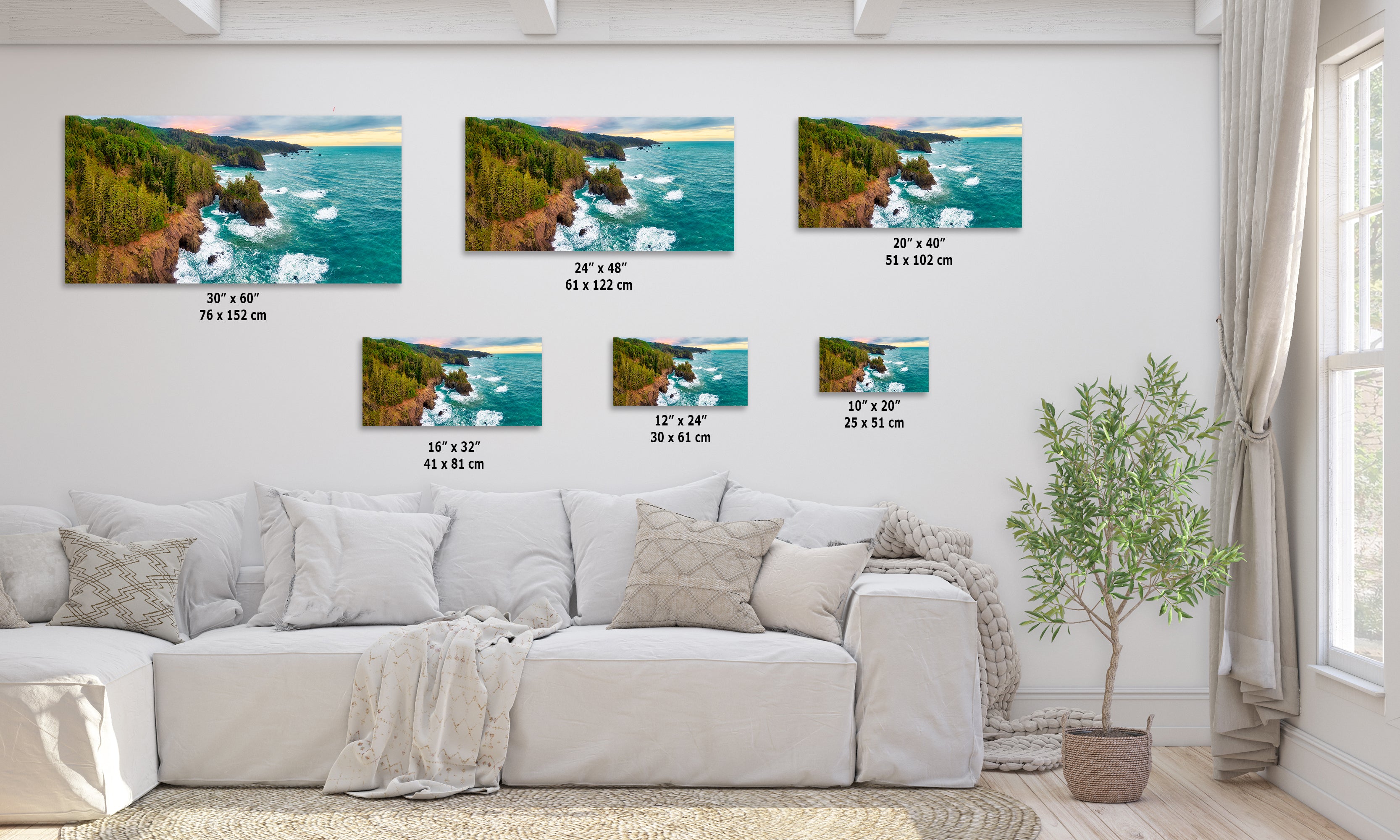 Oregon Coast Ocean Picture, Pacific Northwest Nature Photo Panorama Relaxation Artwork for Meditation, Apartment, Office & House Decor