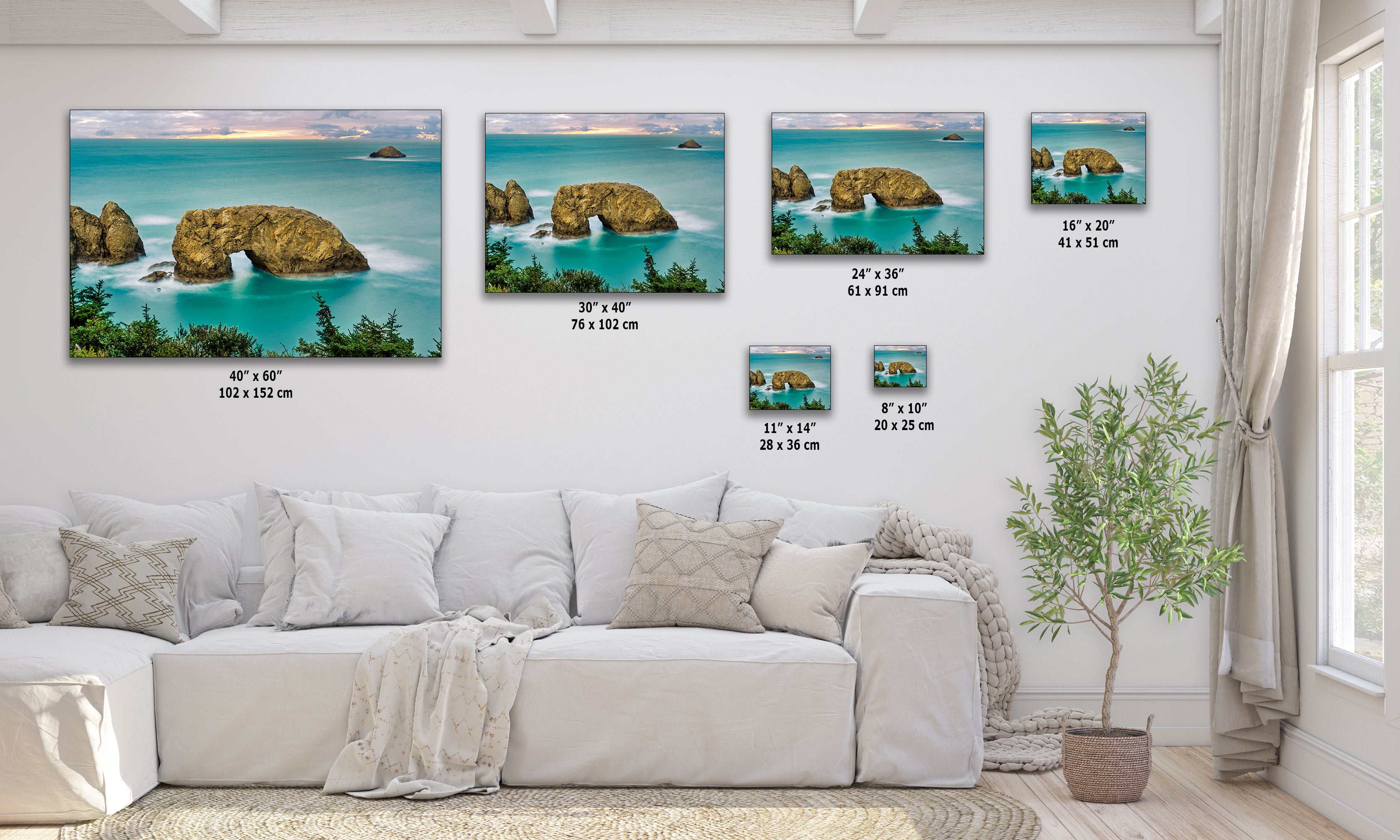 Sea Arch Oregon Coast Ocean Picture, Pacific Northwest Nature Photo Relaxation Artwork for Meditation, Apartment, Office & House Decor