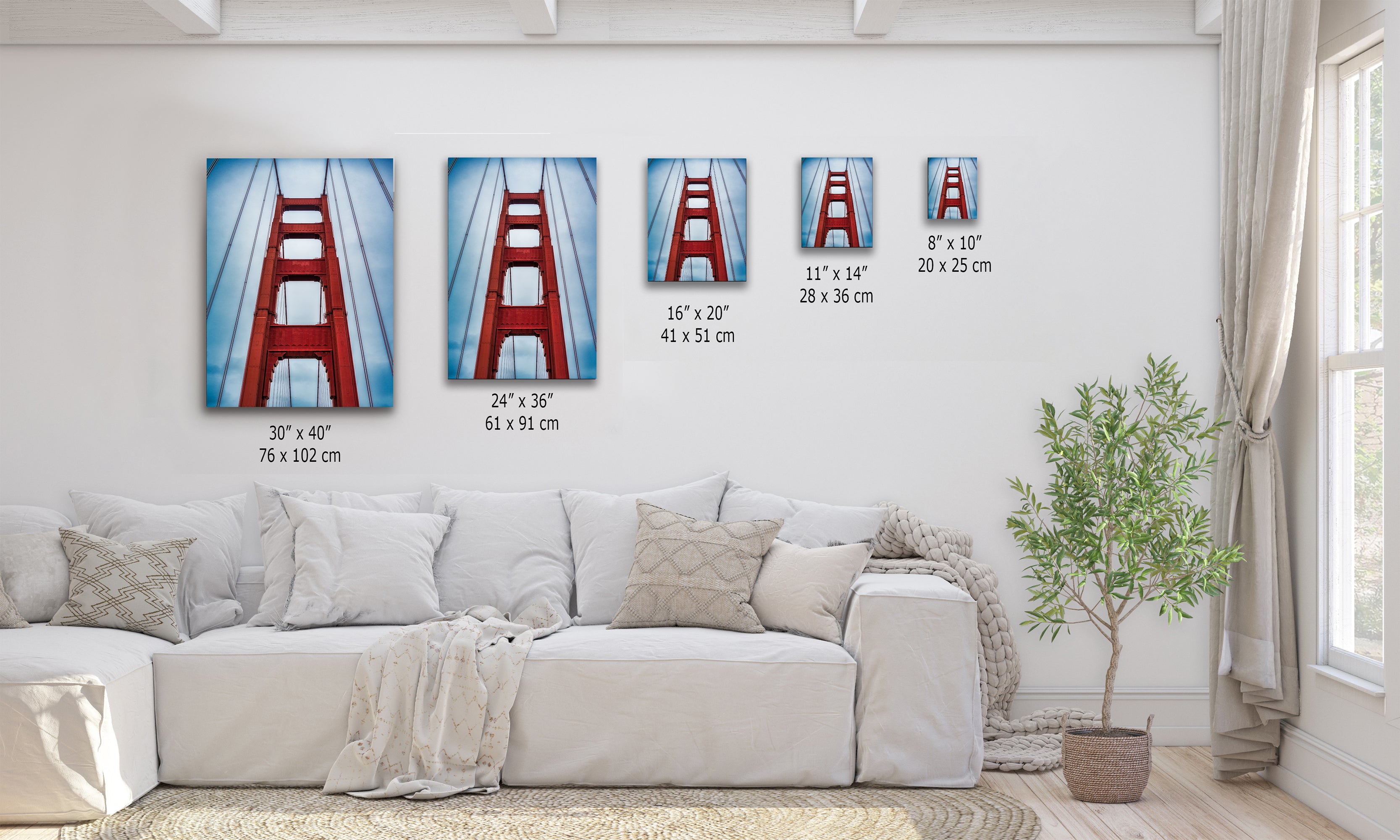 San Francisco Golden Gate Bridge Picture | Towering Canvas Wall Art | California Coastline Photography | Office, Dorm, or Home Decor