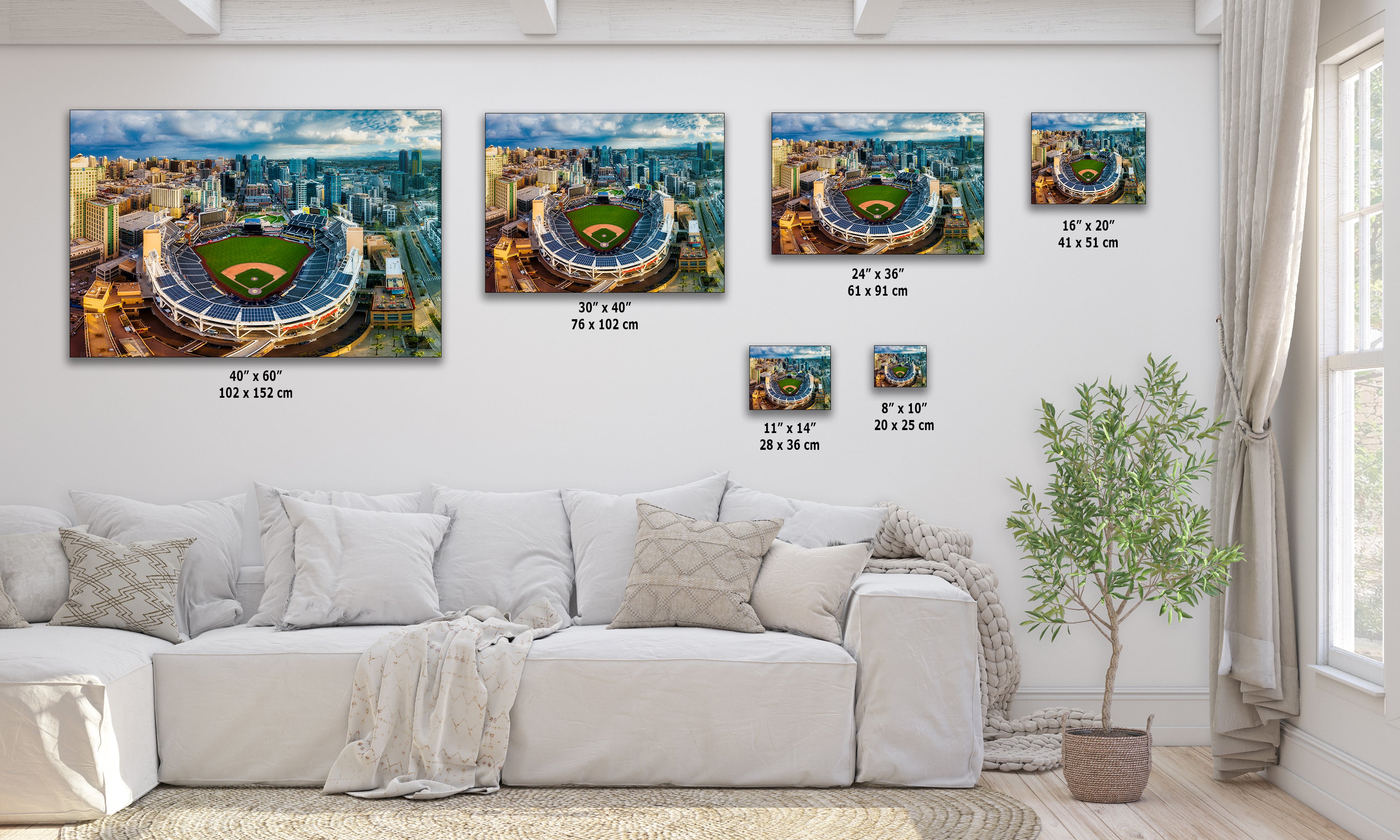 San Diego Padres Petco Park Wall Art, MLB Stadium Decor Skyline Print
