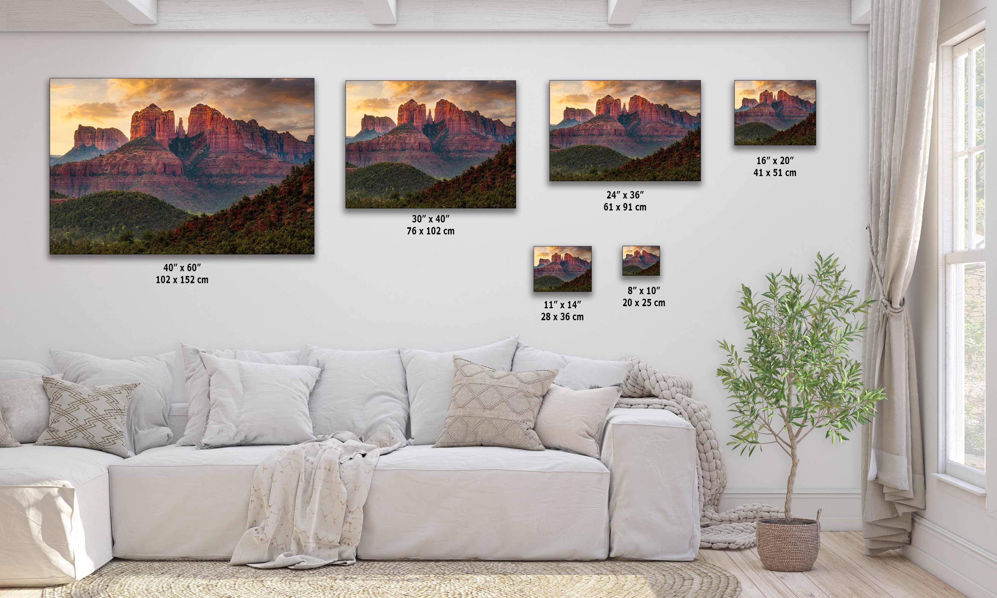 Cathedral Rock, Moody Sedona Arizona Desert Picture Nature Photo Relaxation Artwork for Meditation, Office, and House Decor