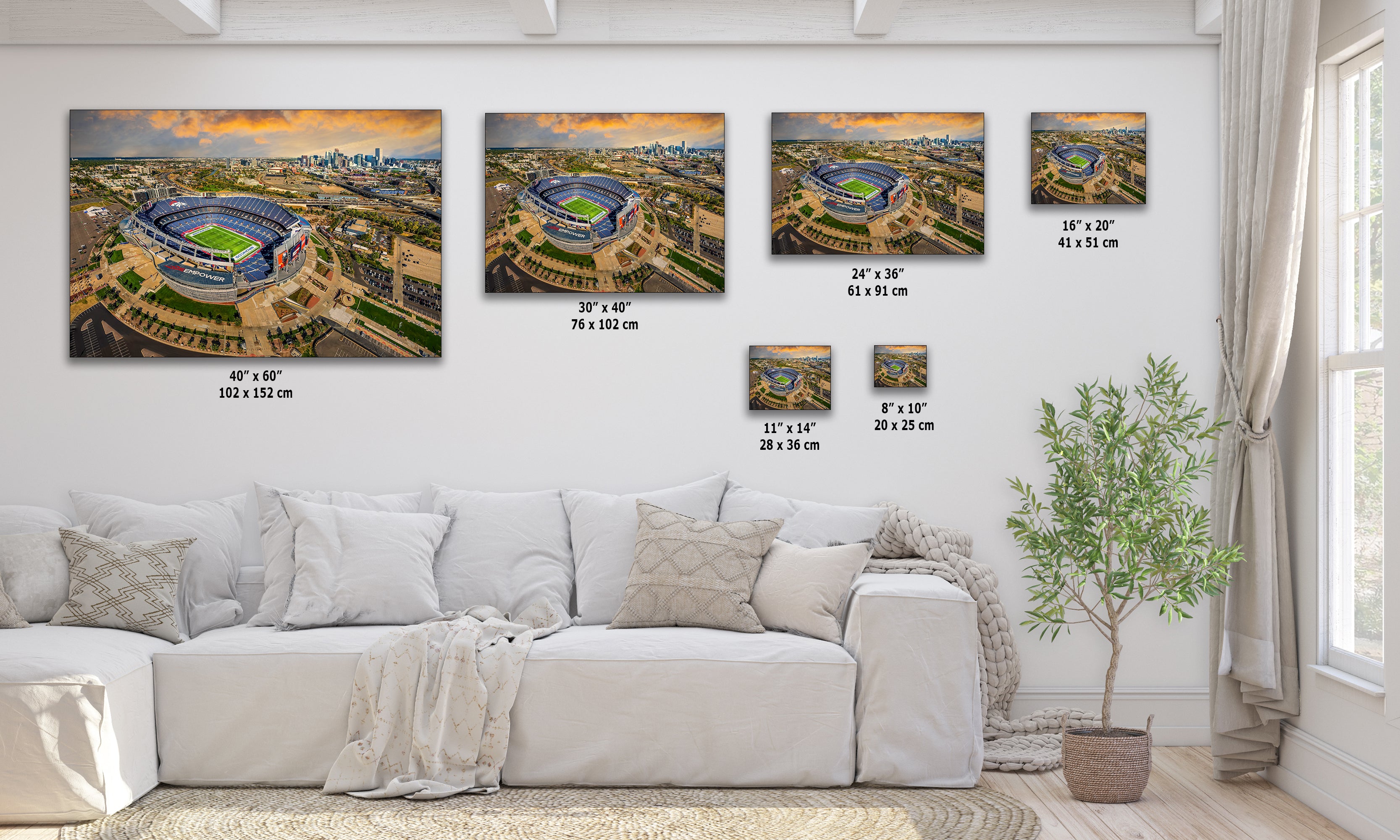 Denver Broncos Football Stadium | Mile High Stadium Denver Colorado Skyline Print | Sports Decor, Man Cave Art