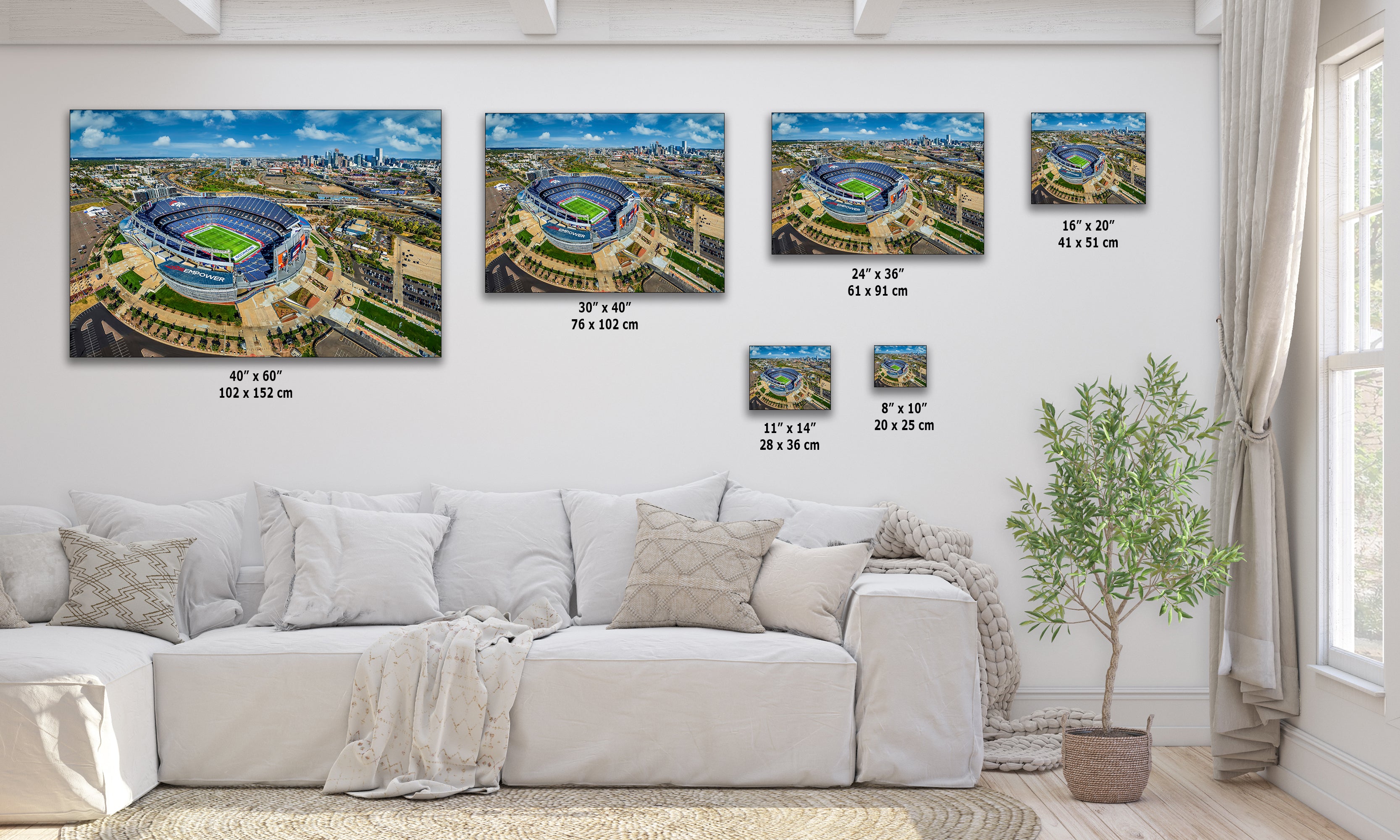 Denver Broncos Football, Mile High Stadium Denver Colorado Skyline Print Sports Decor, Man Cave Art