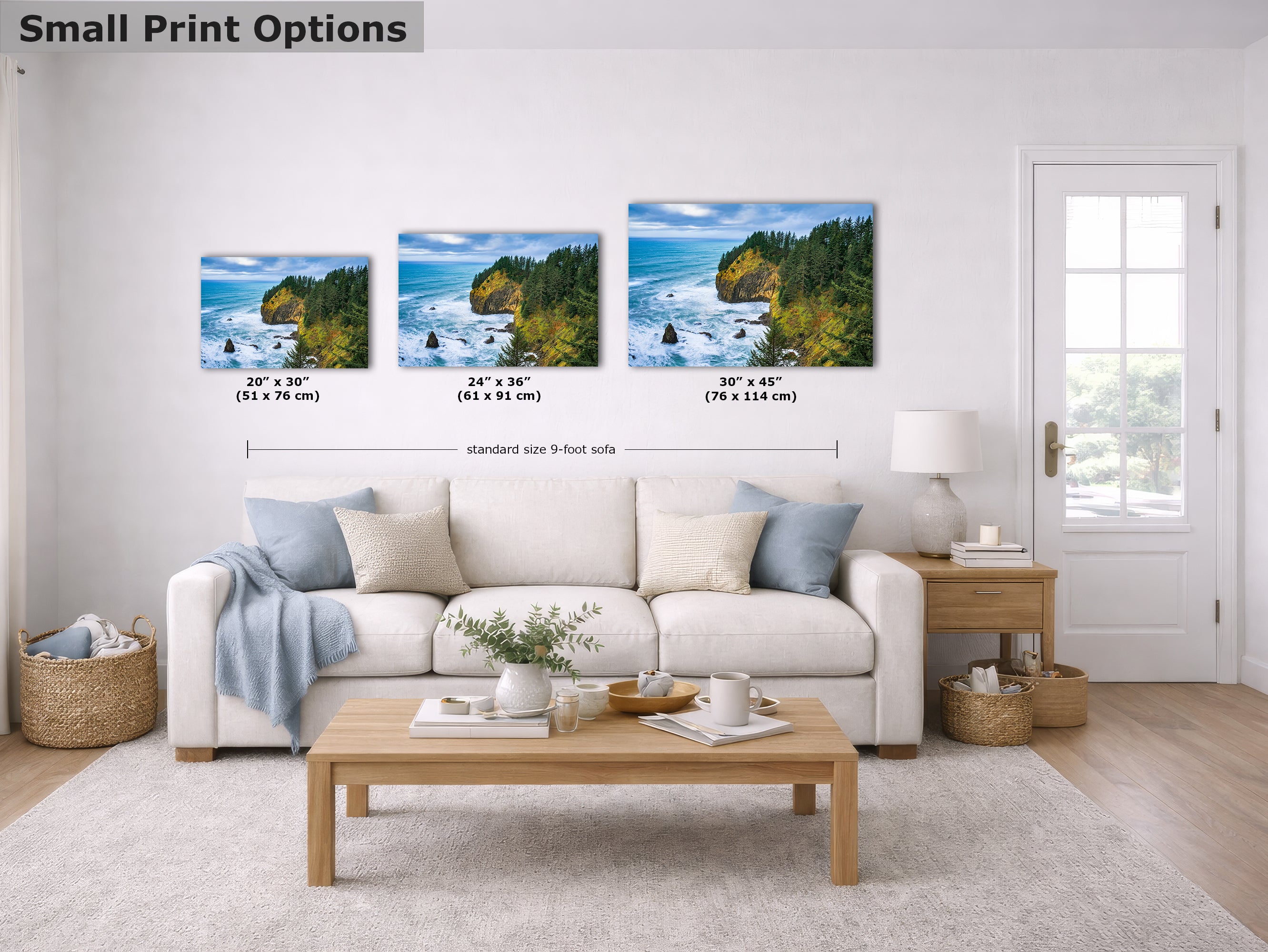Oregon Coast Ocean Picture, Pacific Northwest Coastline Nature Photo Relaxation Artwork for Meditation, Apartment, Office & House Decor