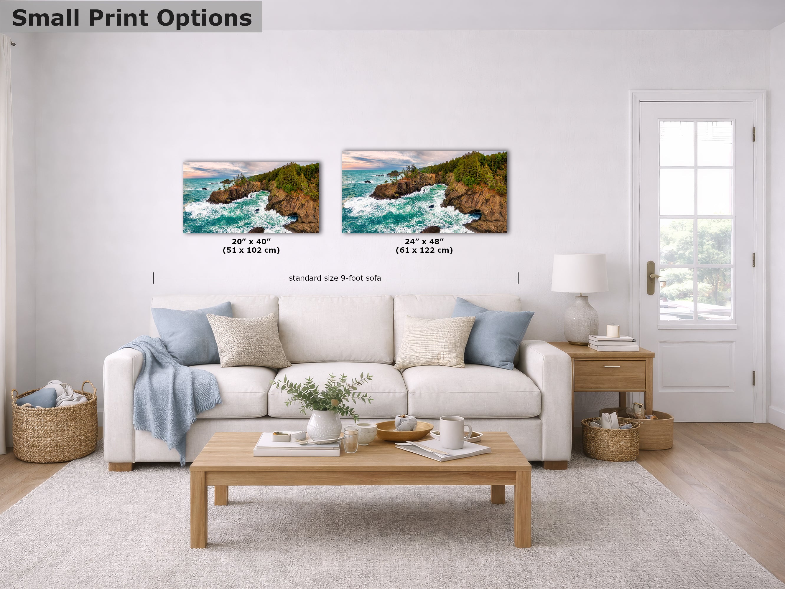 Oregon Coast Ocean Picture, Pacific Northwest Nature Photo Panorama Relaxation Artwork for Meditation, Apartment, Office & House Decor