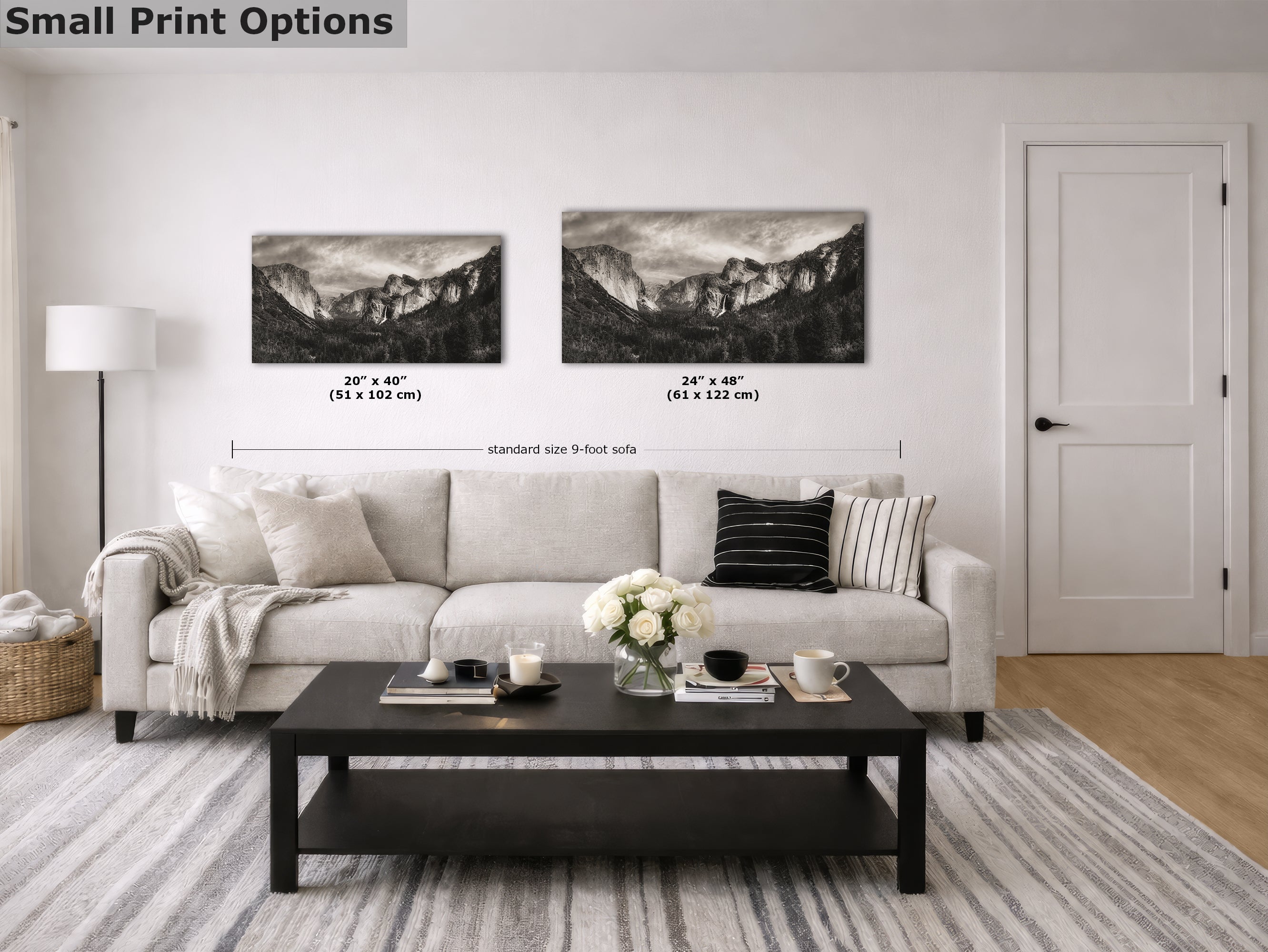 Tunnel View Yosemite National Park Mountain Picture Black and White Nature Photo Relaxation Artwork for Mediation, Office, & House Decor