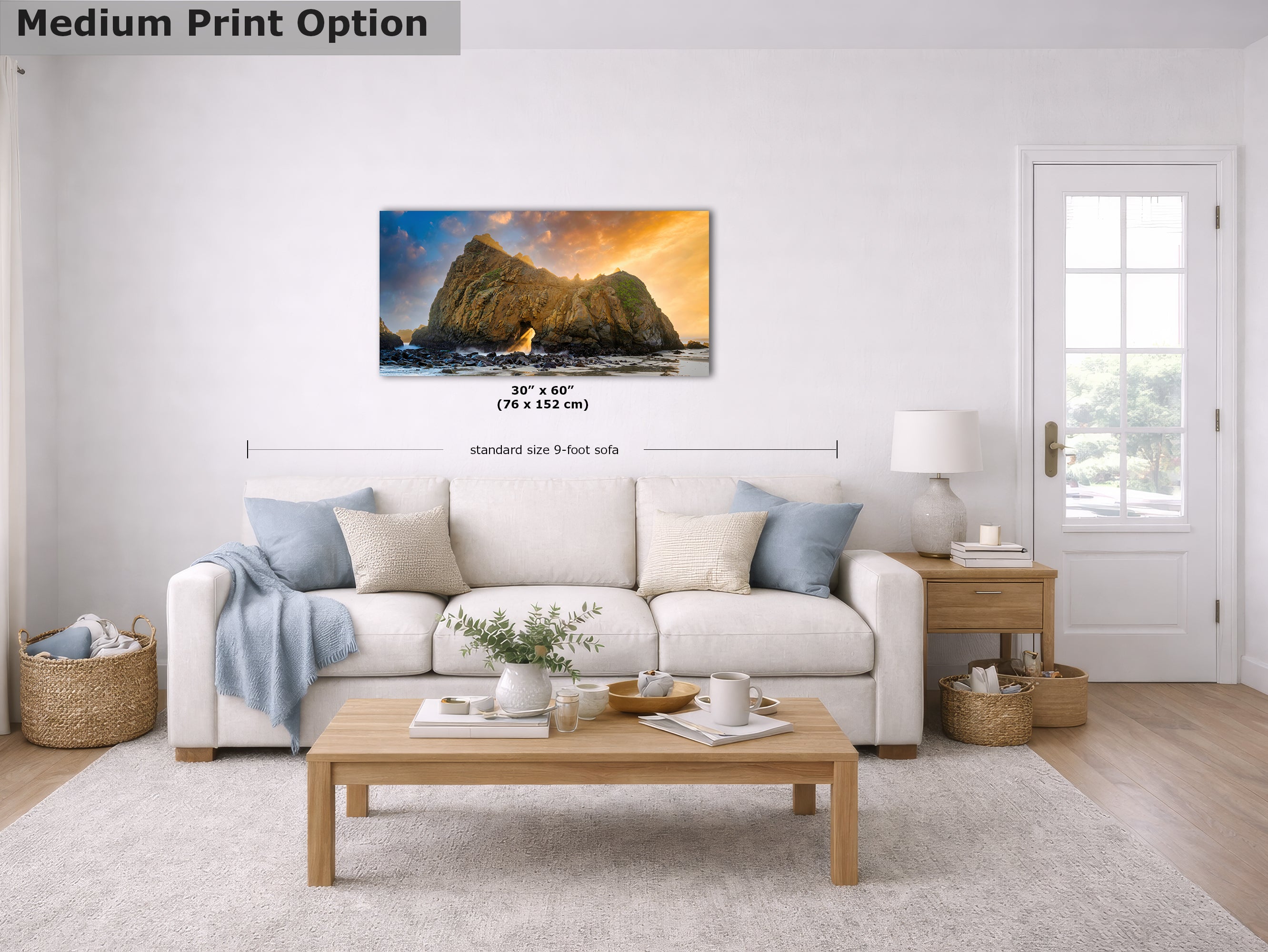 Limited Edition Fine Art Photography, Ocean Picture of Keyhole Arch California Coastline Sunset