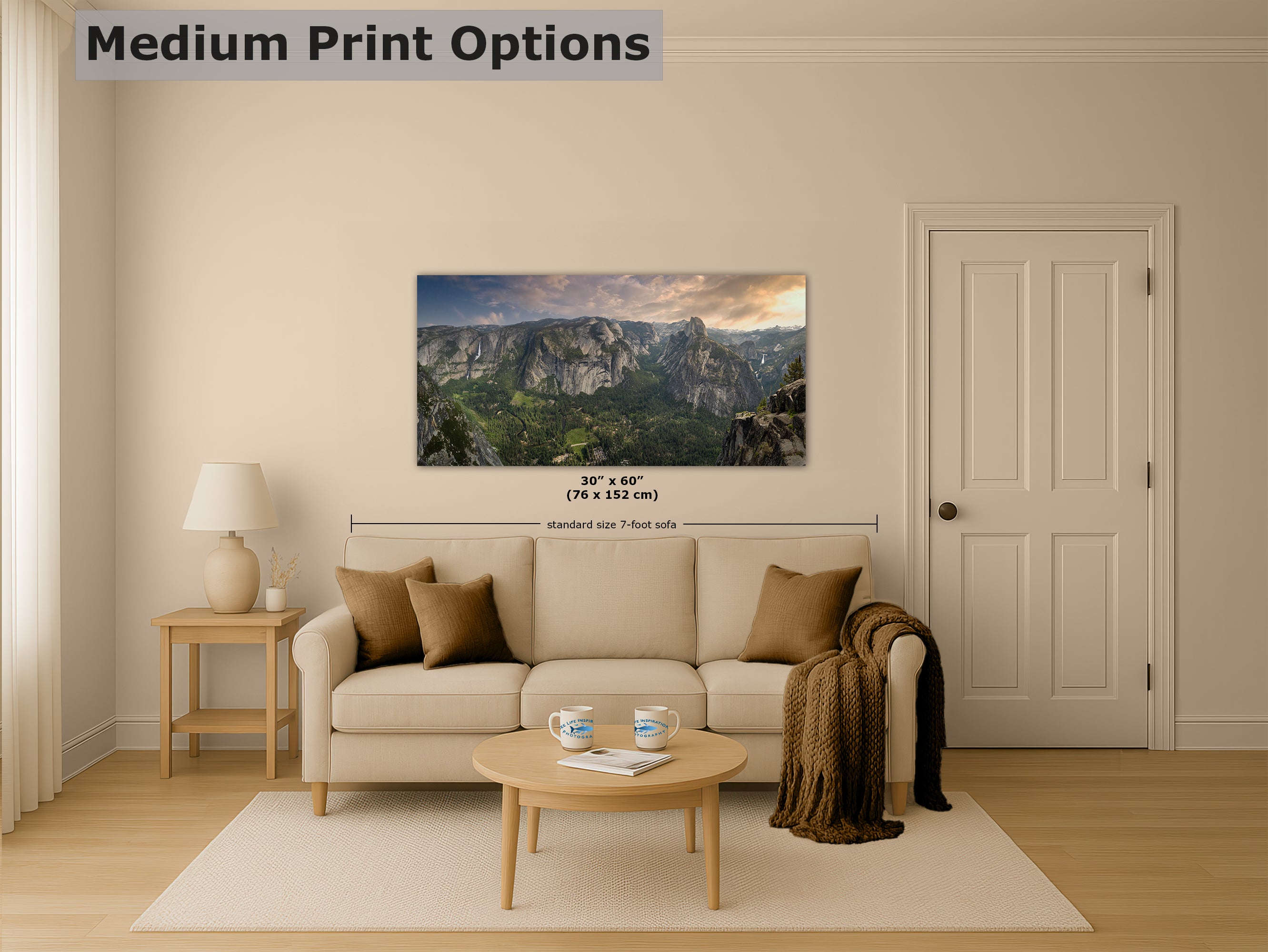 Glacier Point Yosemite National Park Nature Photo Relaxation Artwork, Sierra Nevada Scenic Picture for Meditation, Office, and House Decor