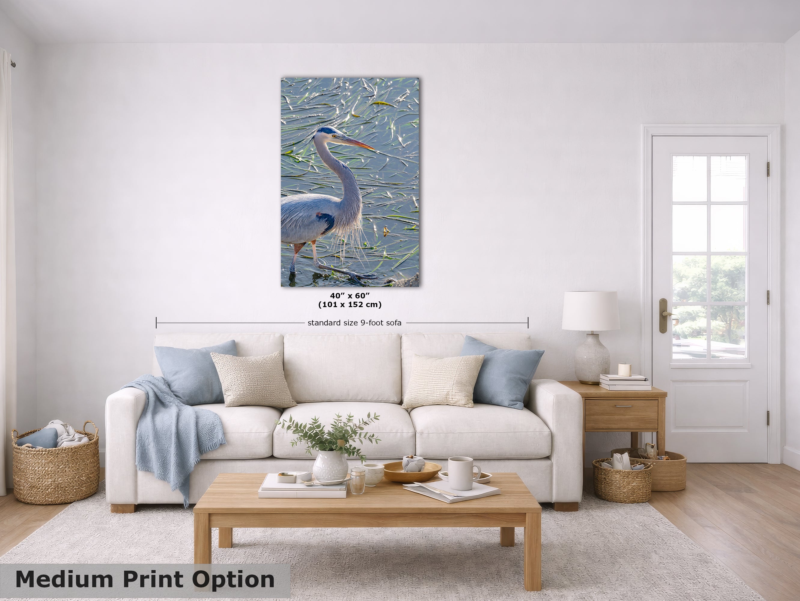 Great Blue Heron Art Wildlife Photography, Nature Wall Decor for Bird Lovers, Ocean Conservation, Relaxing Office or Room Artwork