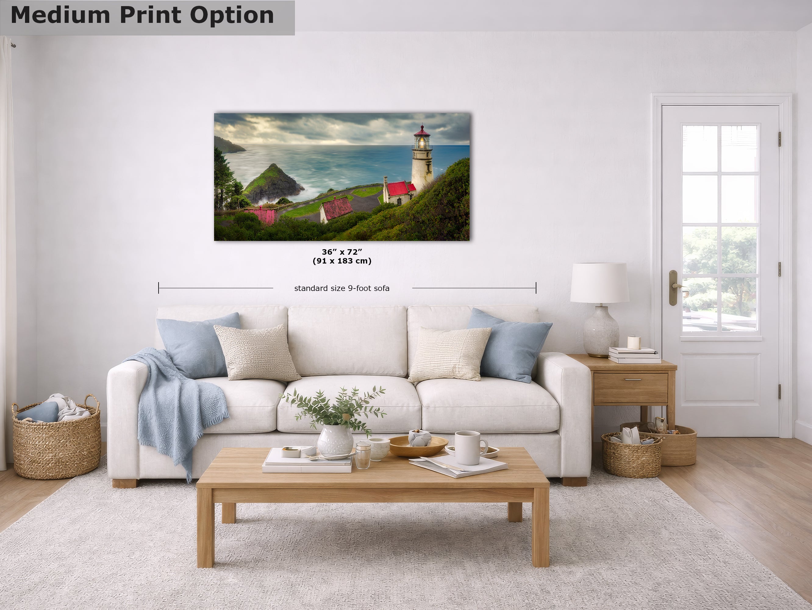 Heceta Head Lighthouse Picture, Oregon Coast Ocean Picture, Pacific Northwest Beach Photo Framed Coastal Decor for Ocean Lovers
