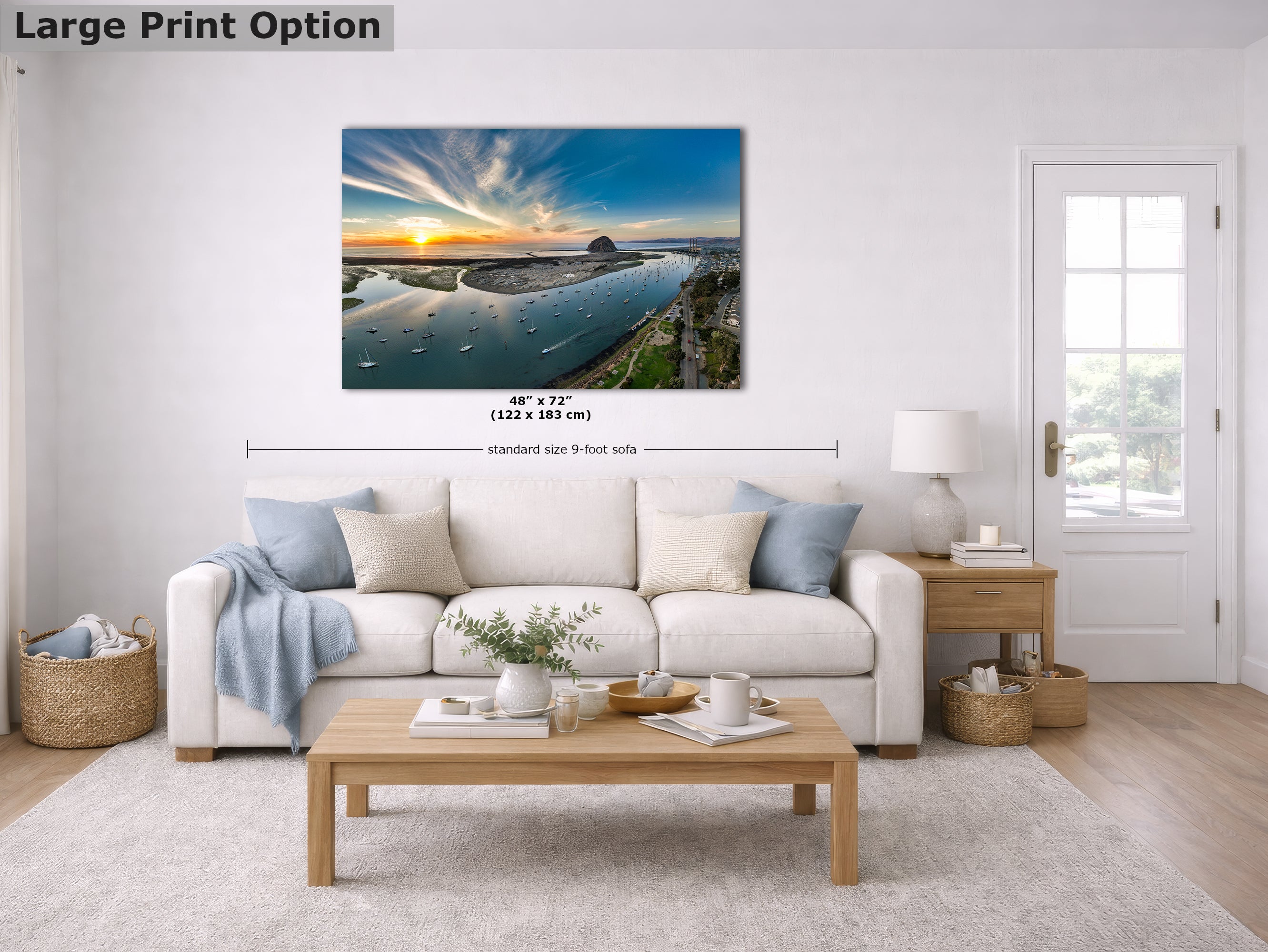 Limited Edition Fine Art Photography, Ocean Picture California Coastline Morro Bay Aerial Sunset