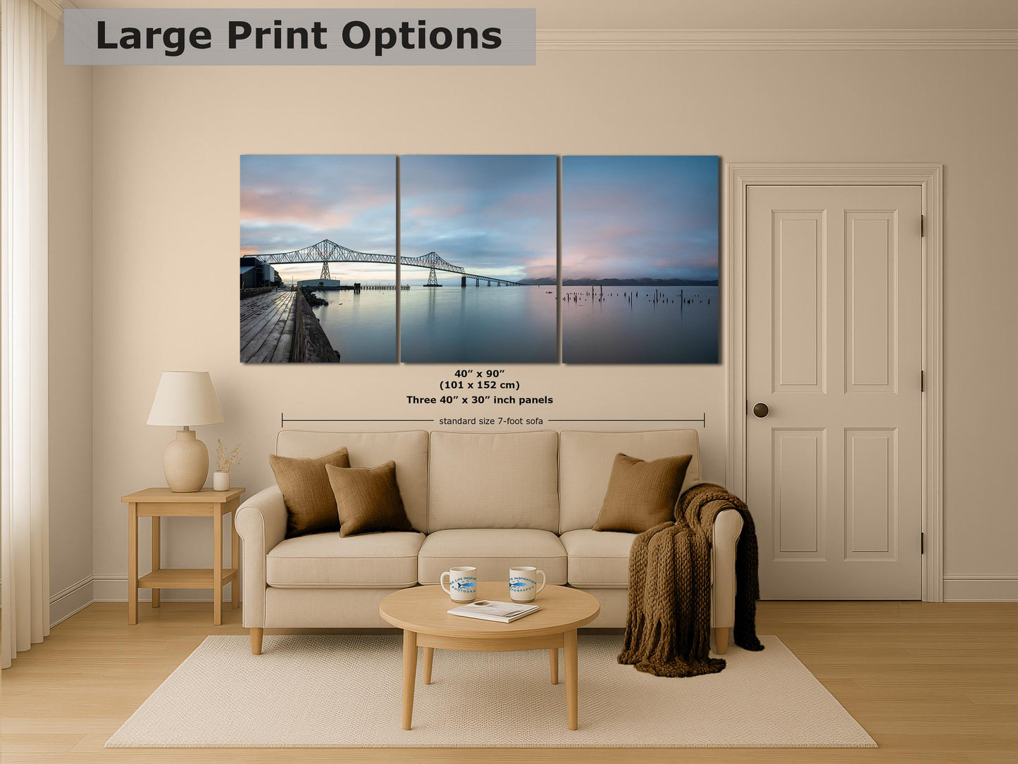 Astoria-Megler Bridge Picture, Oregon Coast Ocean Picture, Pacific Northwest Relaxation Decor for Meditation, Office, and House Decor