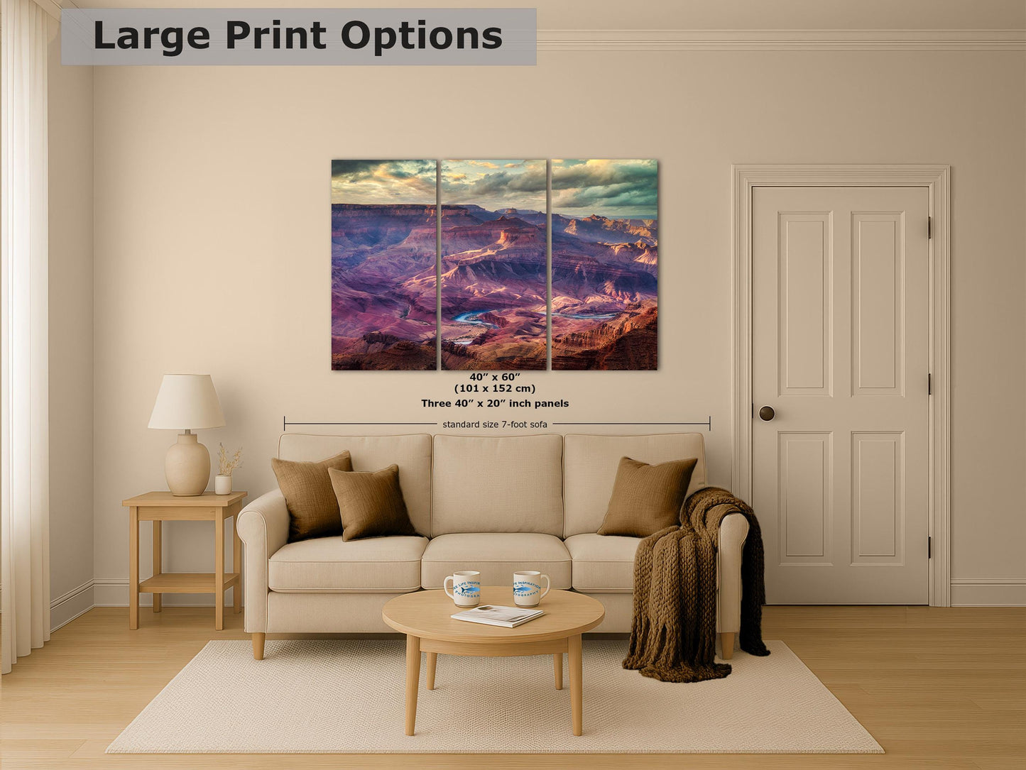 Grand Canyon National Park, Red Rock Arizona Desert Picture Nature Photo, Bohemian Style Relaxation Artwork for Meditation, Apartment, Office & House Décor