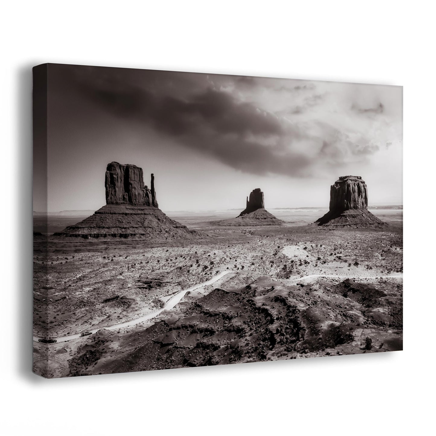 Monument Valley Arizona Desert Picture, Black and White Nature Photo, Bohemian Style Relaxation Artwork for Meditation, Apartment, Office & House Décor