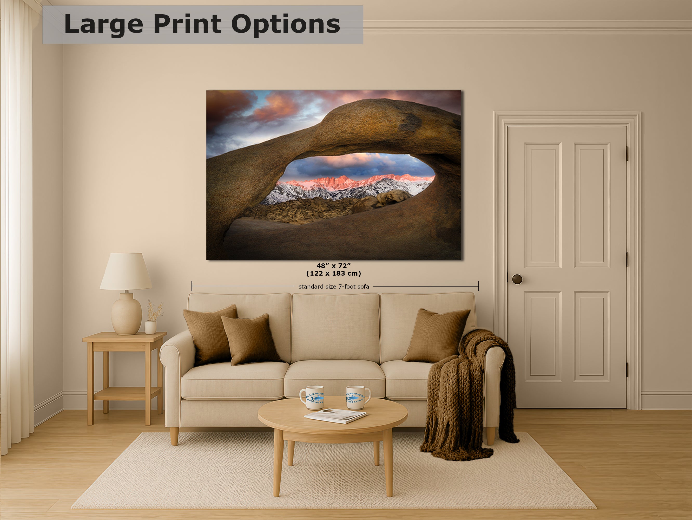 Mount Whitey & Mobius Arch Mountain Picture, Nature Photo from Alabama Hills for Relaxation Art for Meditation, Office, and House Decor